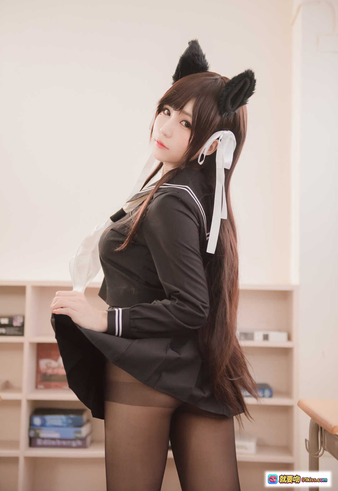 图片[10] - 白神泱NO.007黑丝兽耳写真｜猫耳少女水手服黑丝美腿14P高清图集 - 就要吻