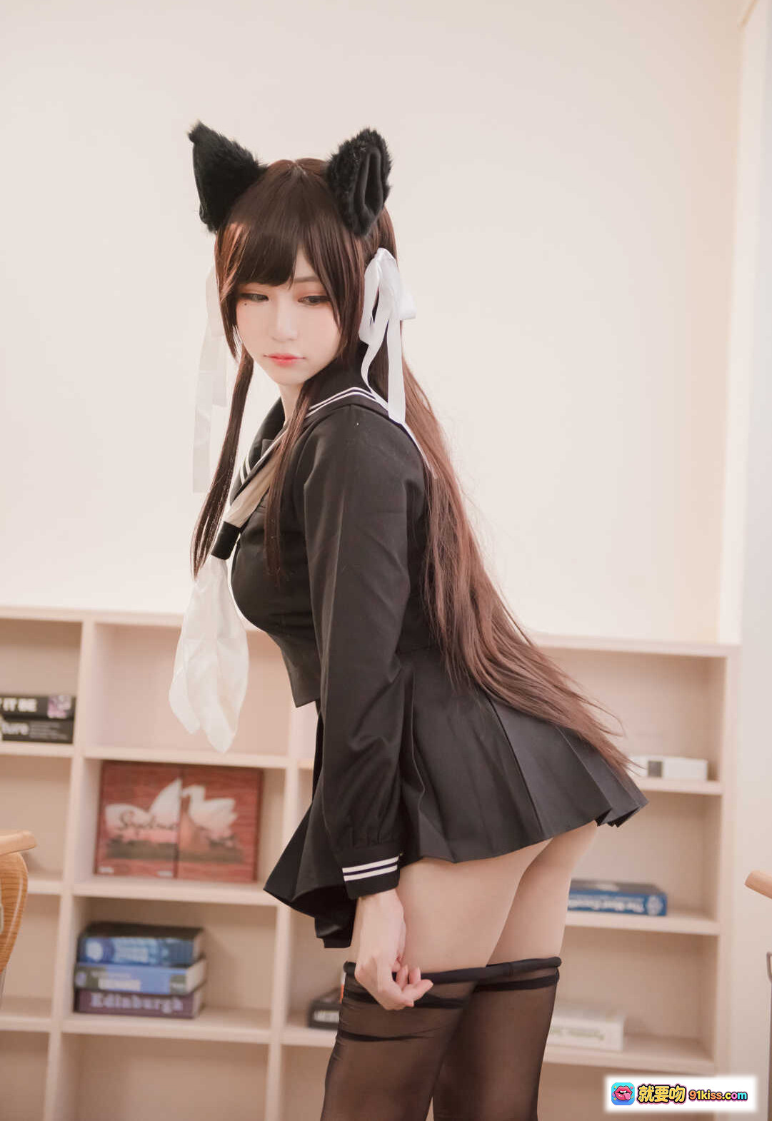 图片[1] - 白神泱NO.007黑丝兽耳写真｜猫耳少女水手服黑丝美腿14P高清图集 - 就要吻