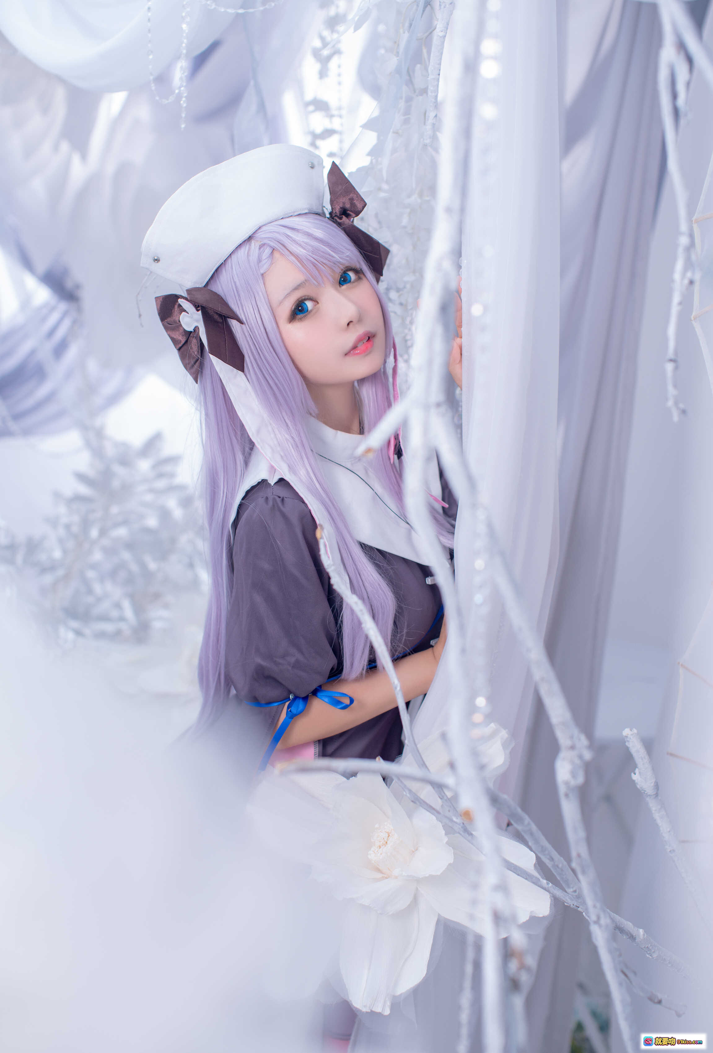 图片[5] - 黑猫猫OvO NO.020 女灶神Cosplay 紫发少女 白色长袜 甜美洛丽塔风 14P高清图集 - 就要吻