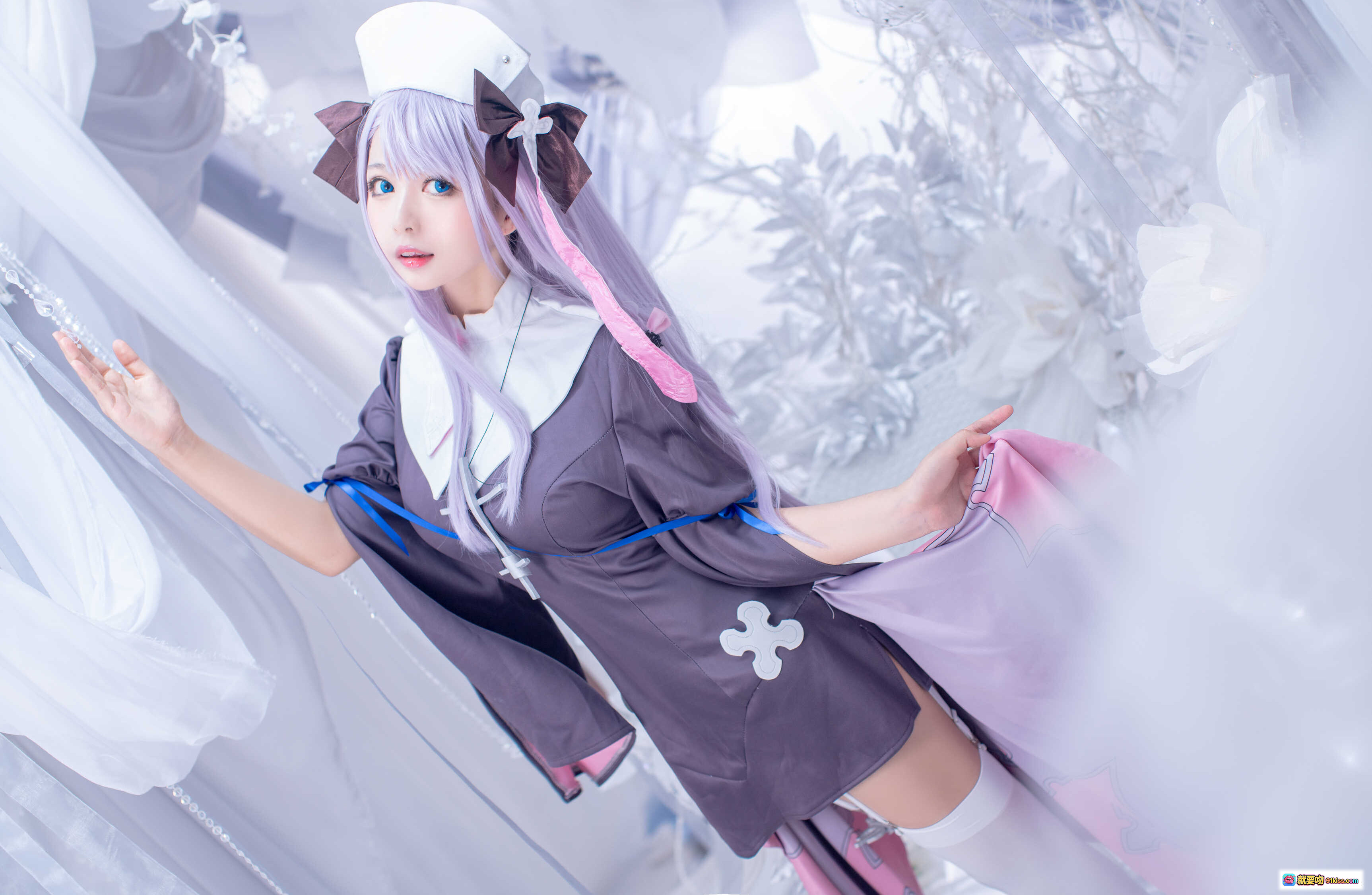 图片[6] - 黑猫猫OvO NO.020 女灶神Cosplay 紫发少女 白色长袜 甜美洛丽塔风 14P高清图集 - 就要吻