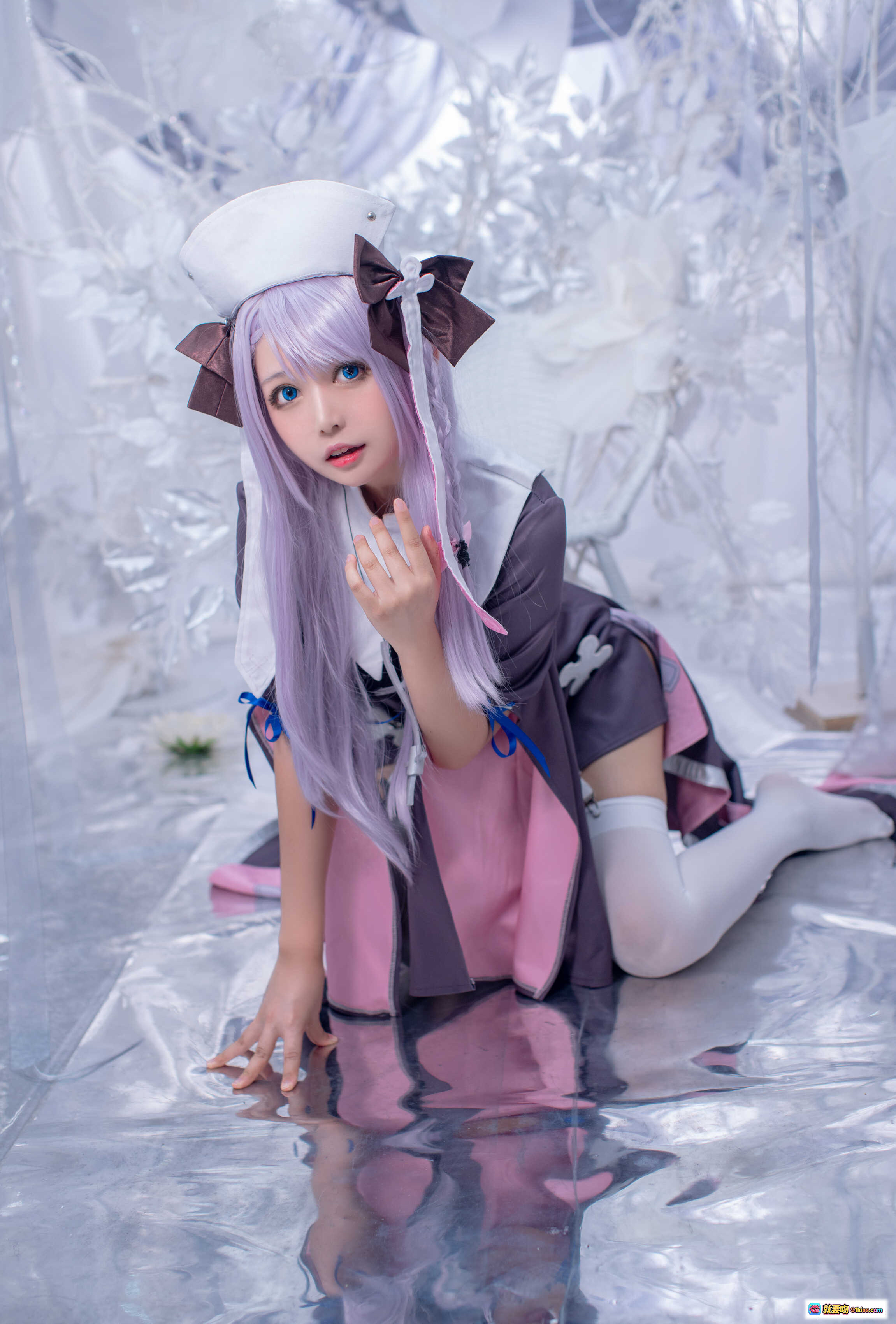 图片[9] - 黑猫猫OvO NO.020 女灶神Cosplay 紫发少女 白色长袜 甜美洛丽塔风 14P高清图集 - 就要吻