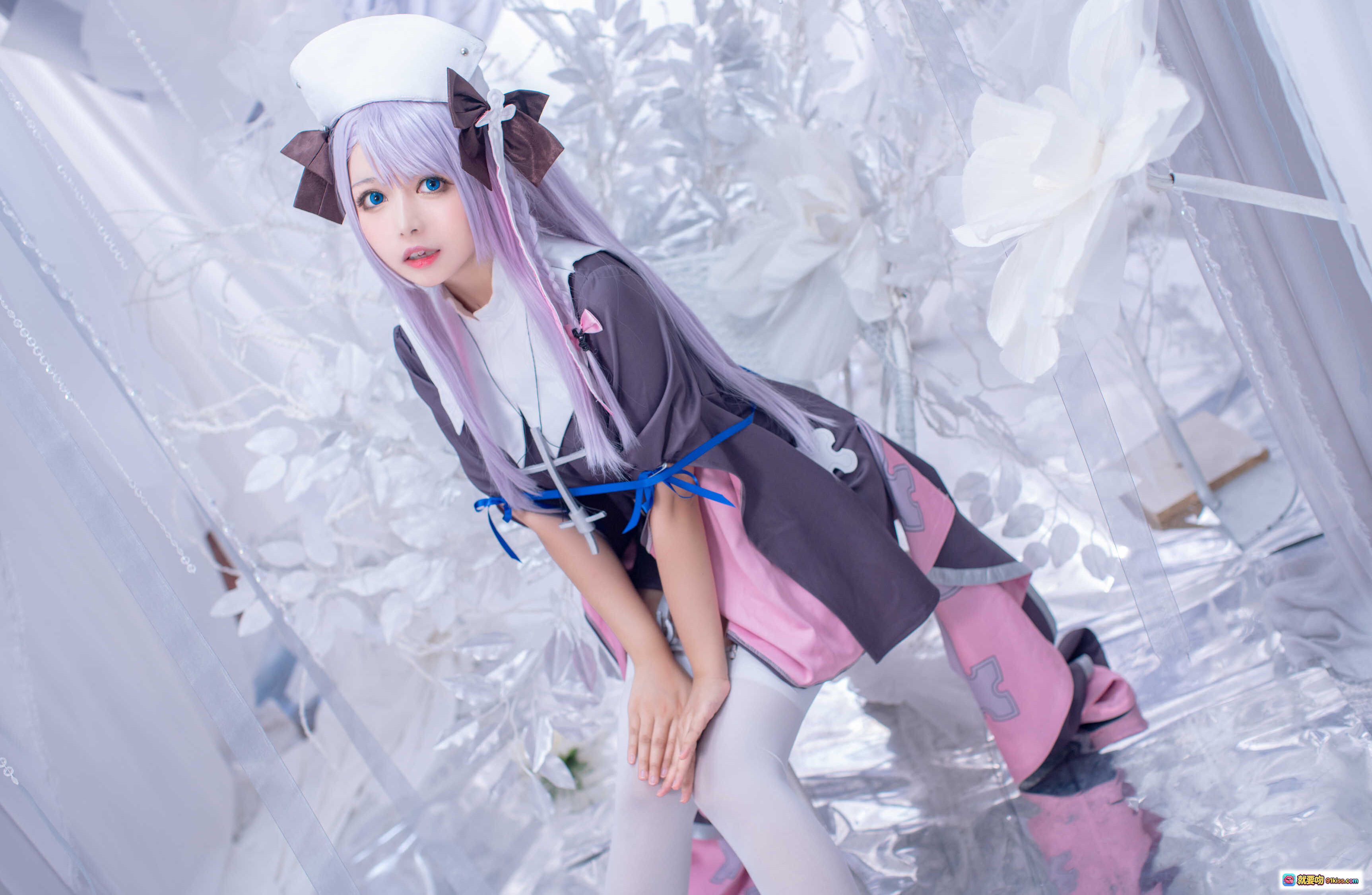 图片[3] - 黑猫猫OvO NO.020 女灶神Cosplay 紫发少女 白色长袜 甜美洛丽塔风 14P高清图集 - 就要吻