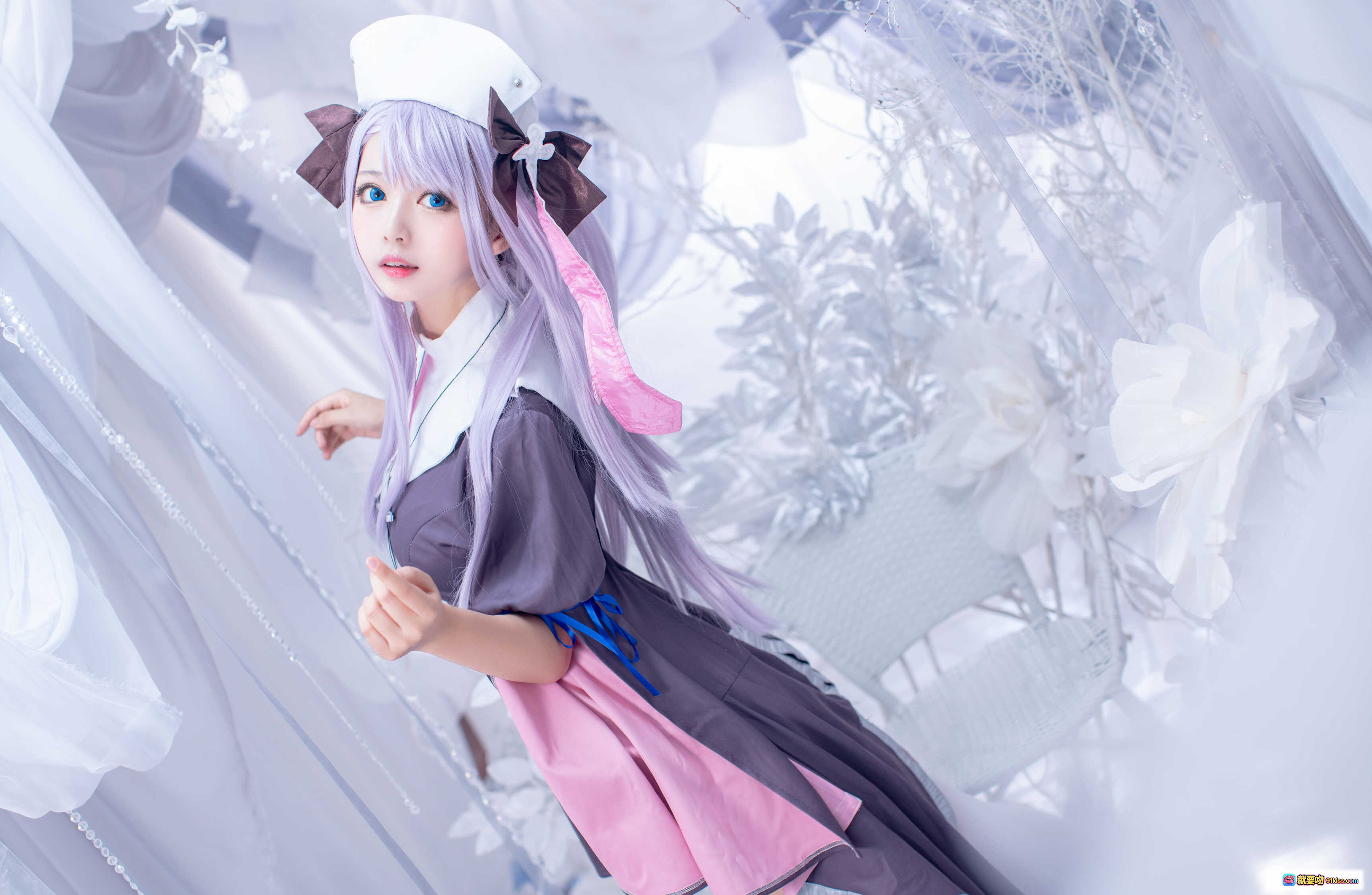 图片[10] - 黑猫猫OvO NO.020 女灶神Cosplay 紫发少女 白色长袜 甜美洛丽塔风 14P高清图集 - 就要吻