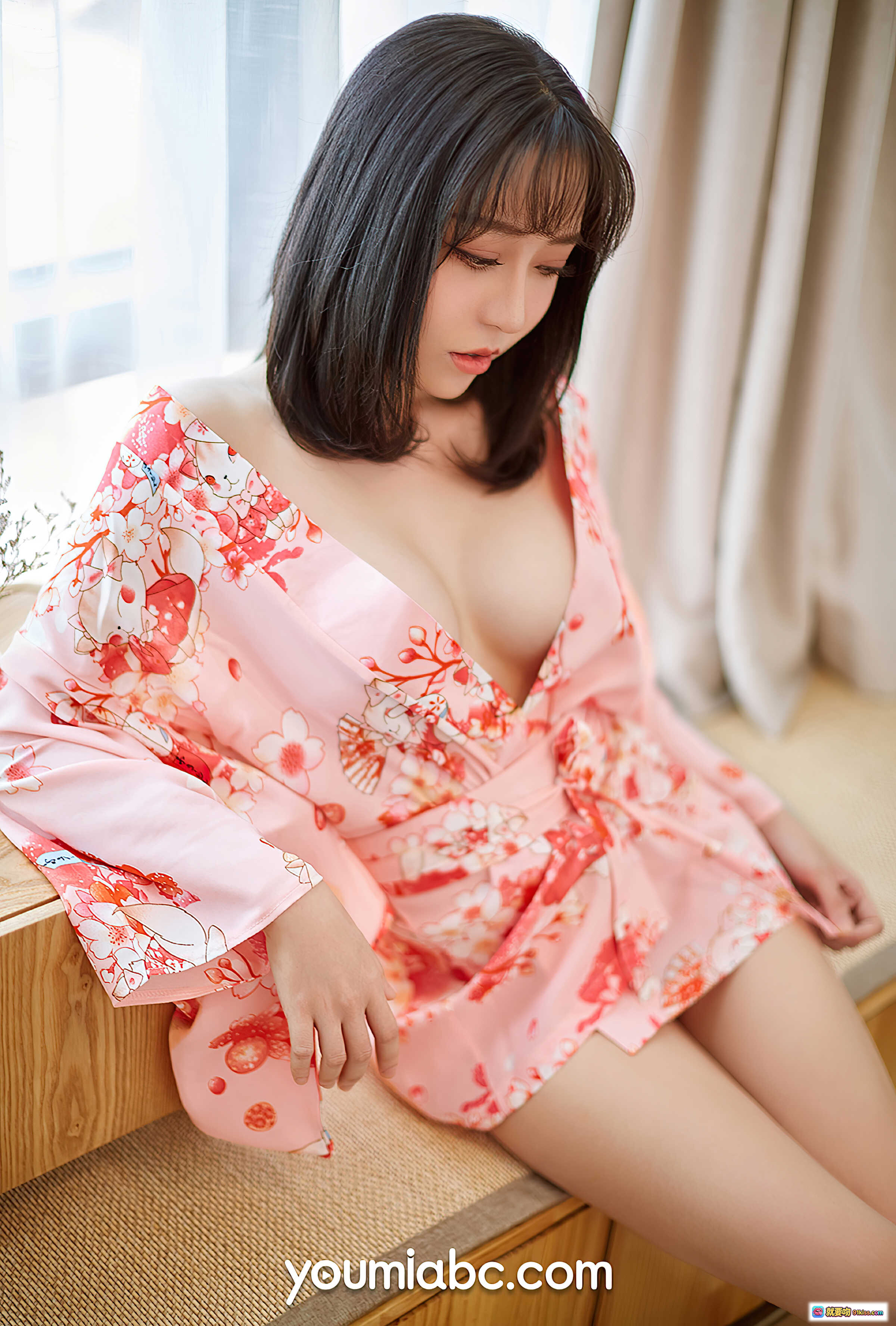图片[9] - 粉嫩樱花喵白亦Ada写真｜YouMi尤蜜2020.09.18｜和风浴袍美腿少女｜室内自然光私房摄影 - 就要吻