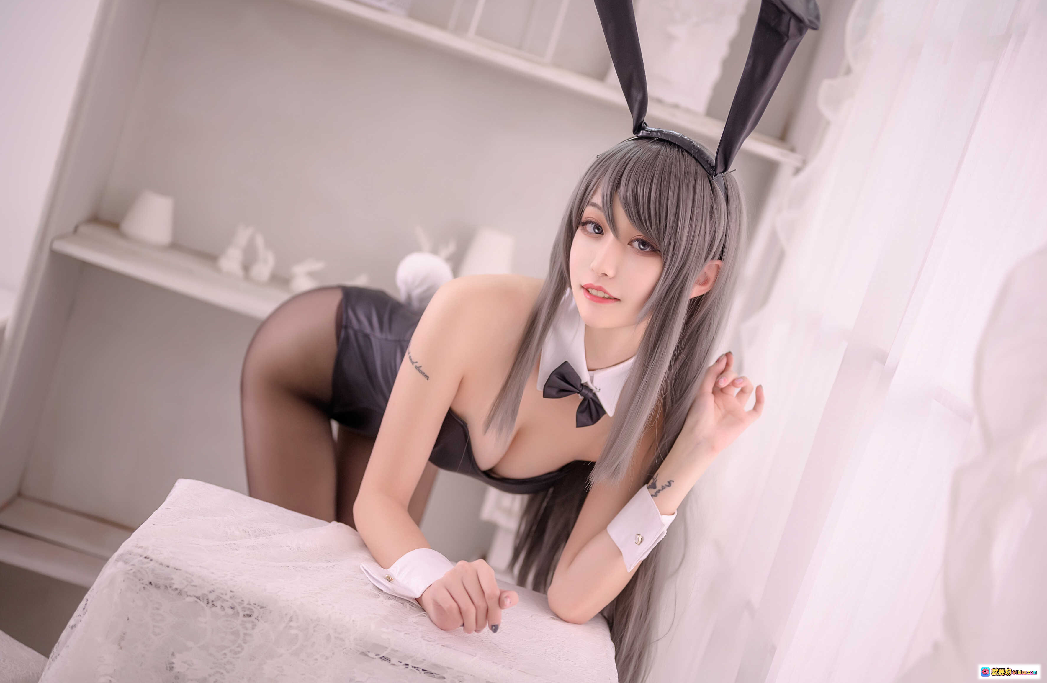 图片[8] - 麻衣学姐性感写真NO.003｜黑丝白衬衫蝴蝶结制服诱惑｜18P高清美图 - 就要吻