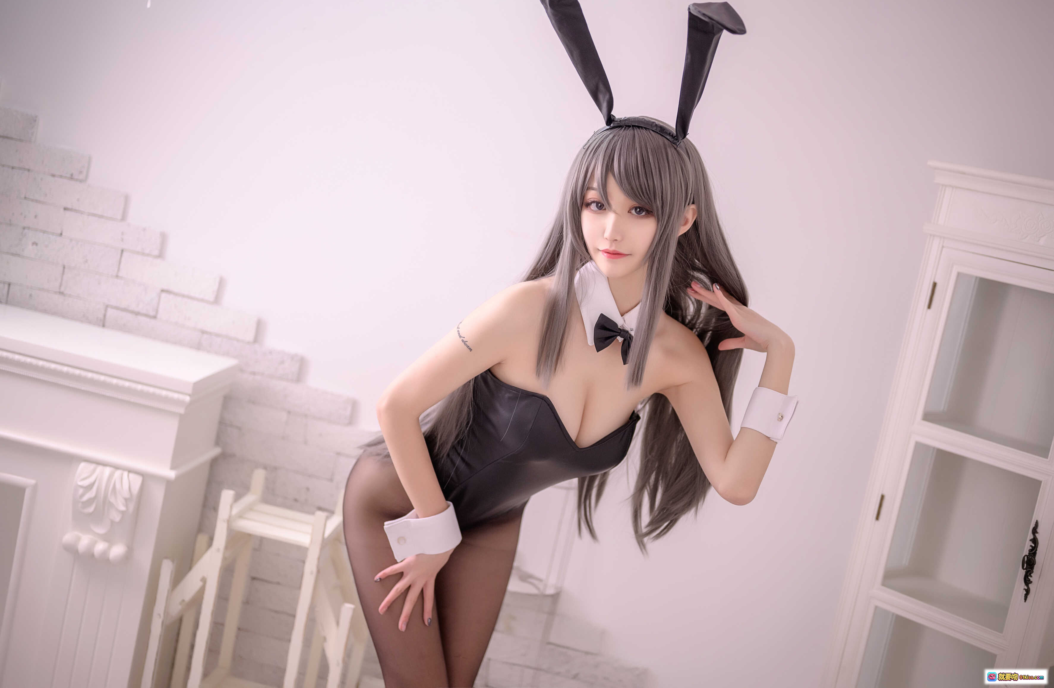 图片[7] - 麻衣学姐性感写真NO.003｜黑丝白衬衫蝴蝶结制服诱惑｜18P高清美图 - 就要吻