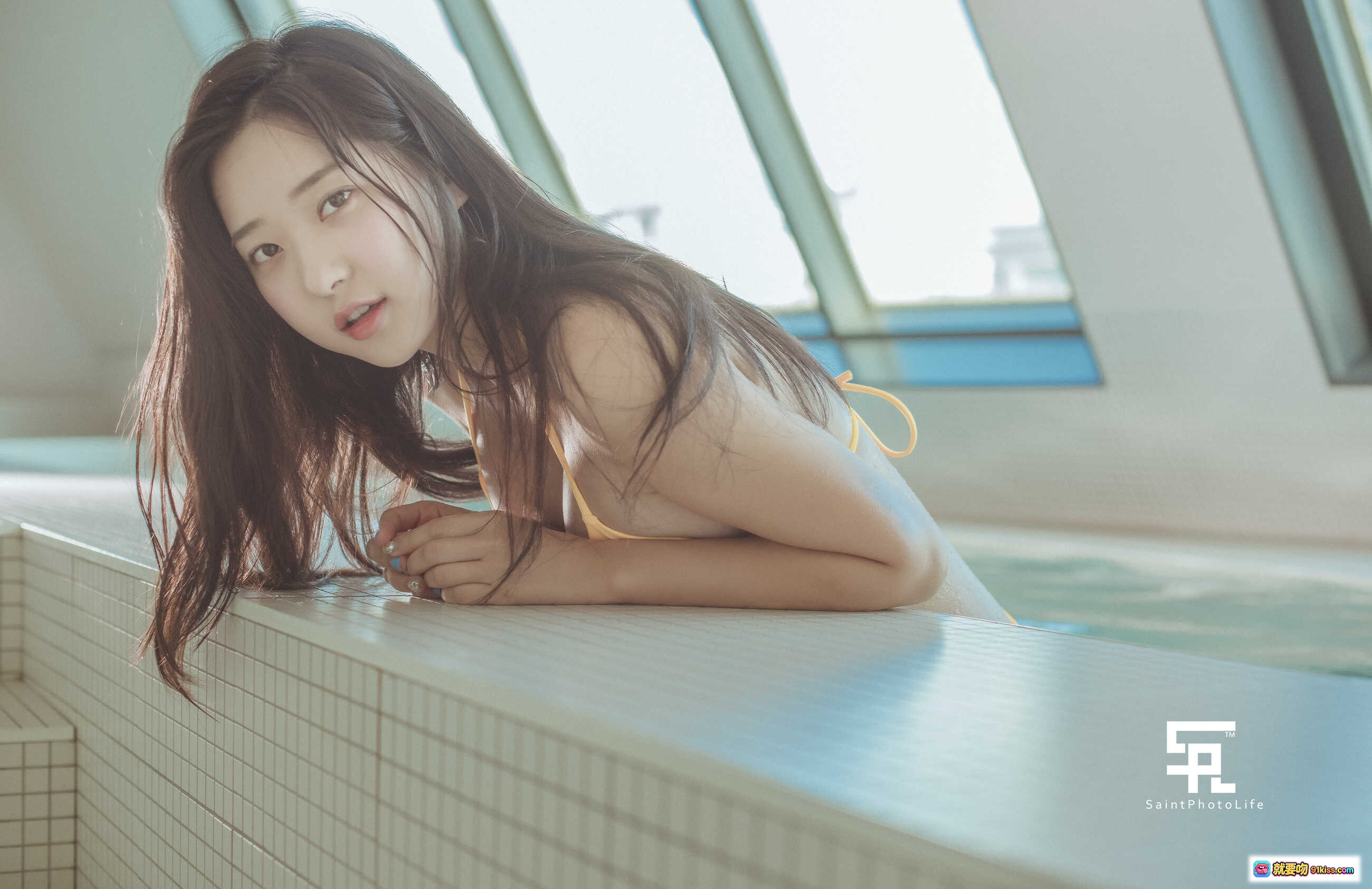 图片[8] - 韩国模特申才恩신재은NO.005泳池写真 | 蓝色花卉比基尼 | 雪酒店Zenny私房照 | 清新性感泳装大片 - 就要吻