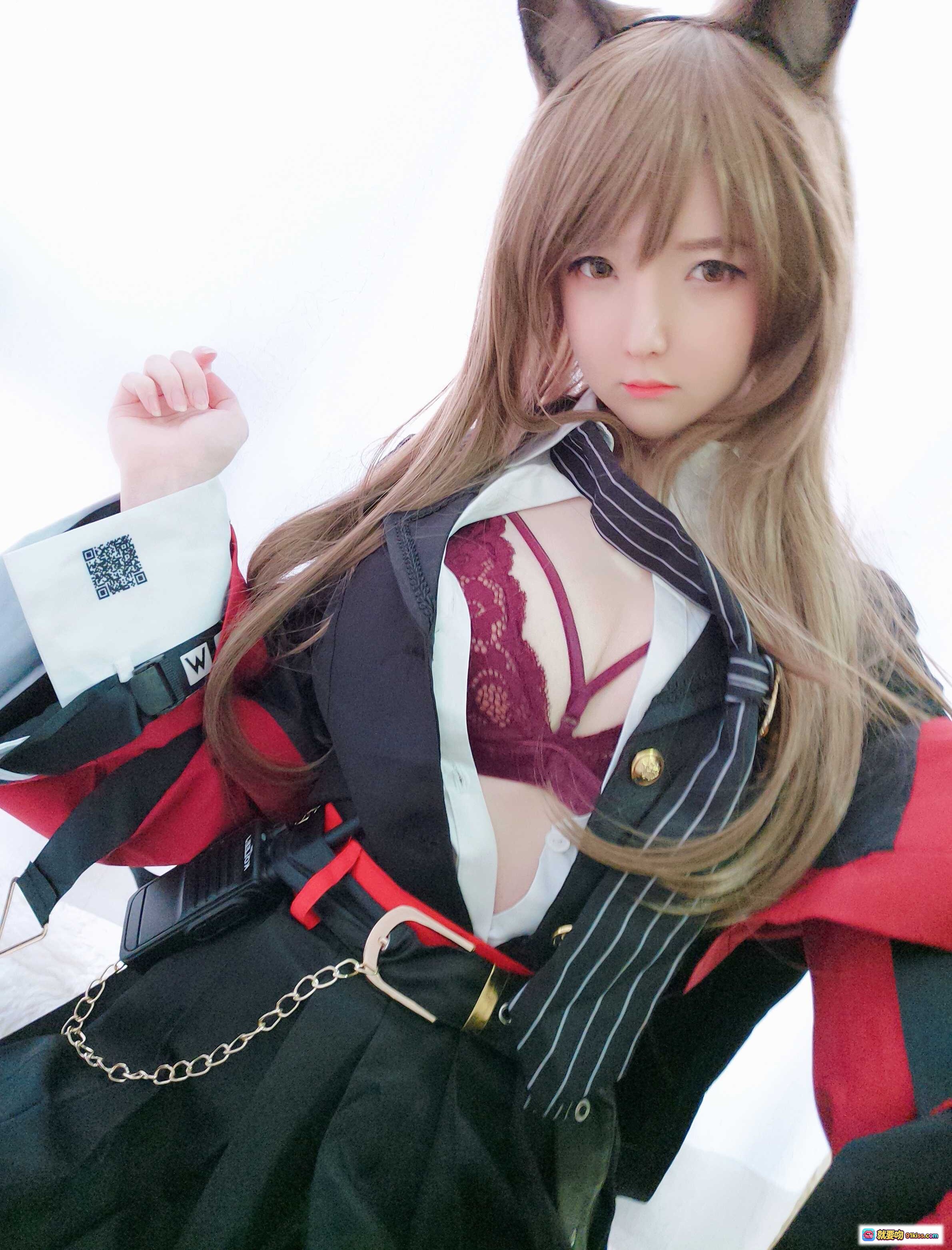 图片[9] - 一小央泽NO.020高练度天火Cosplay写真 50P黑丝猫耳红衣短裙美腿性感私房照 - 就要吻