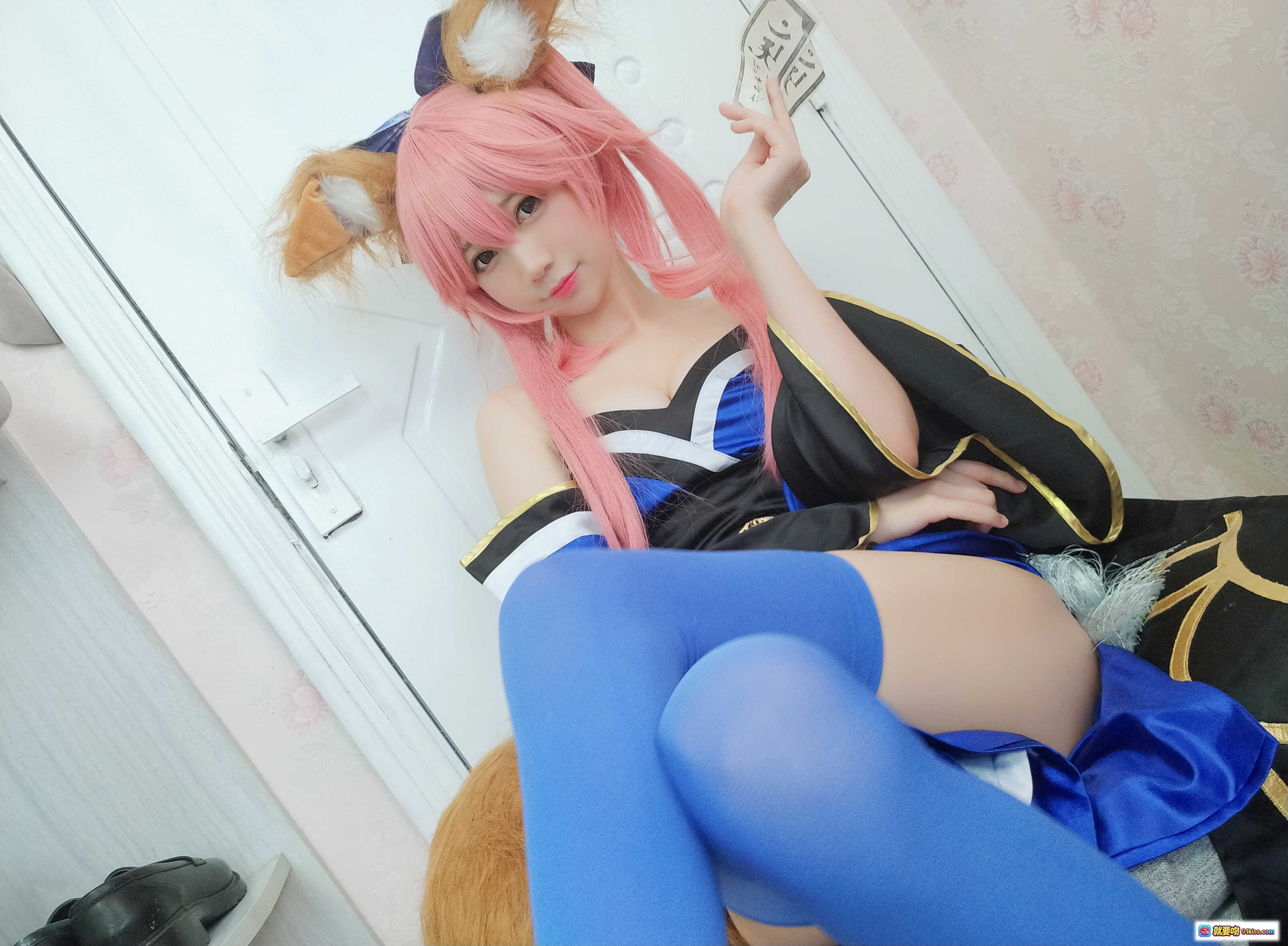 图片[5] - Nagesa魔物喵自摄04玉藻前同人Cosplay粉发狐耳蓝袜写真79P高清图包 - 就要吻