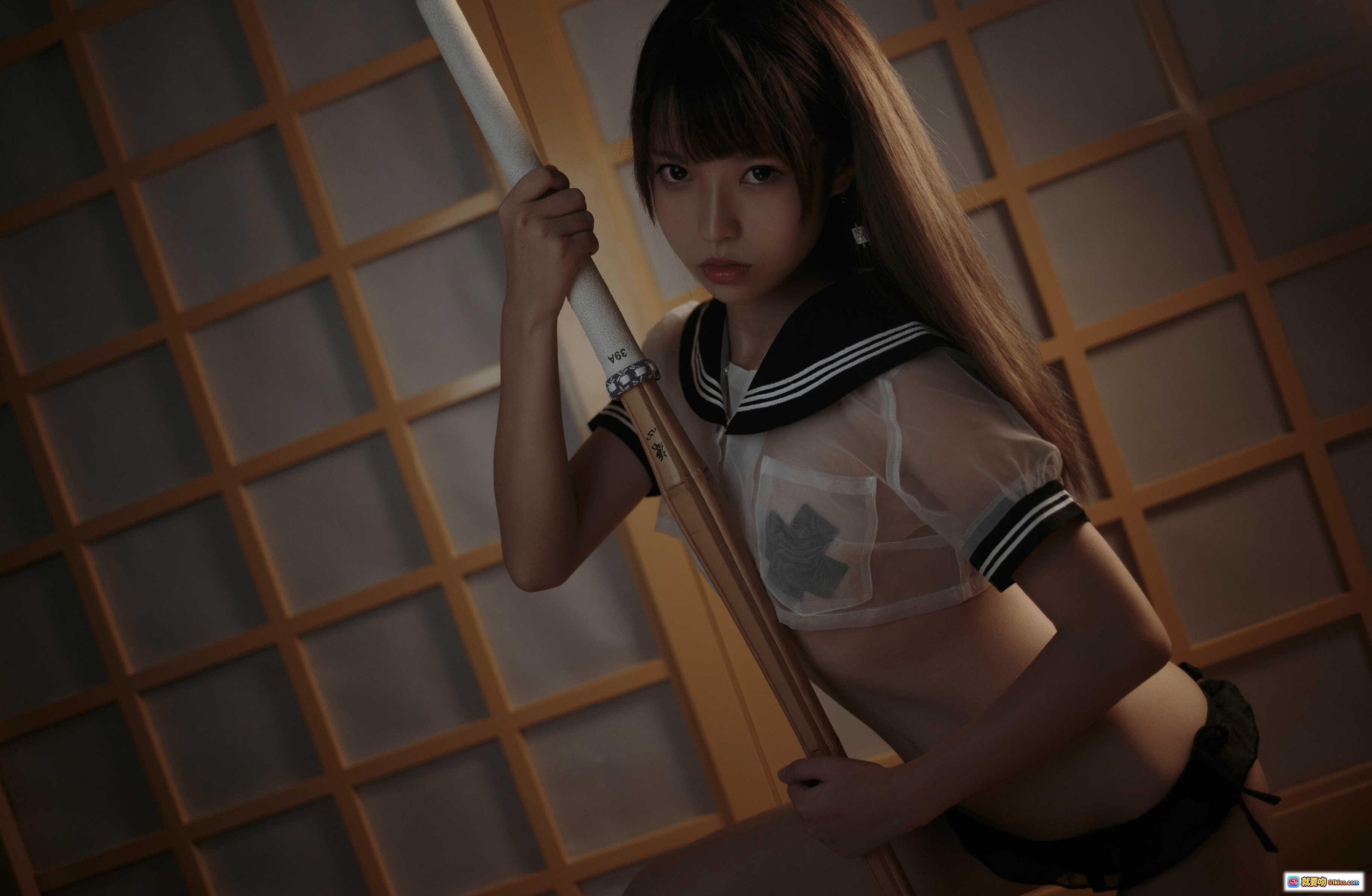 图片[4] - 白易子NO.23透明水手服写真 21P性感日系少女私房摄影 木质格门光影氛围美图 - 就要吻