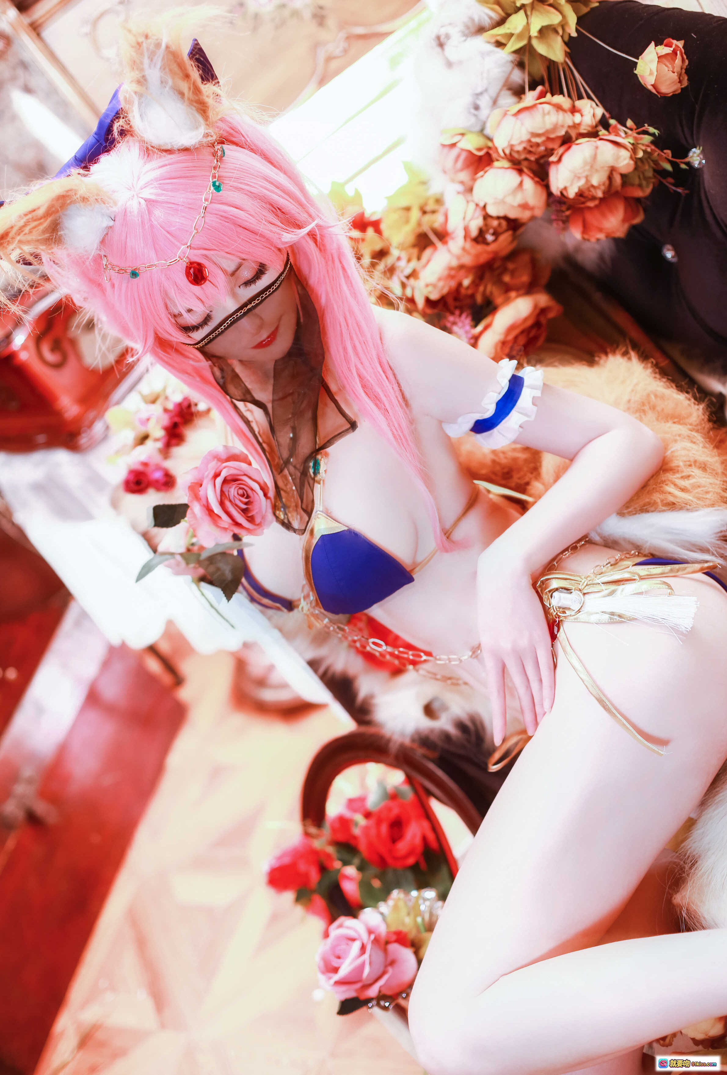 图片[3] - yui金鱼NO.002阿拉伯舞娘cosplay粉发猫耳异域风情写真10P高清美图 - 就要吻
