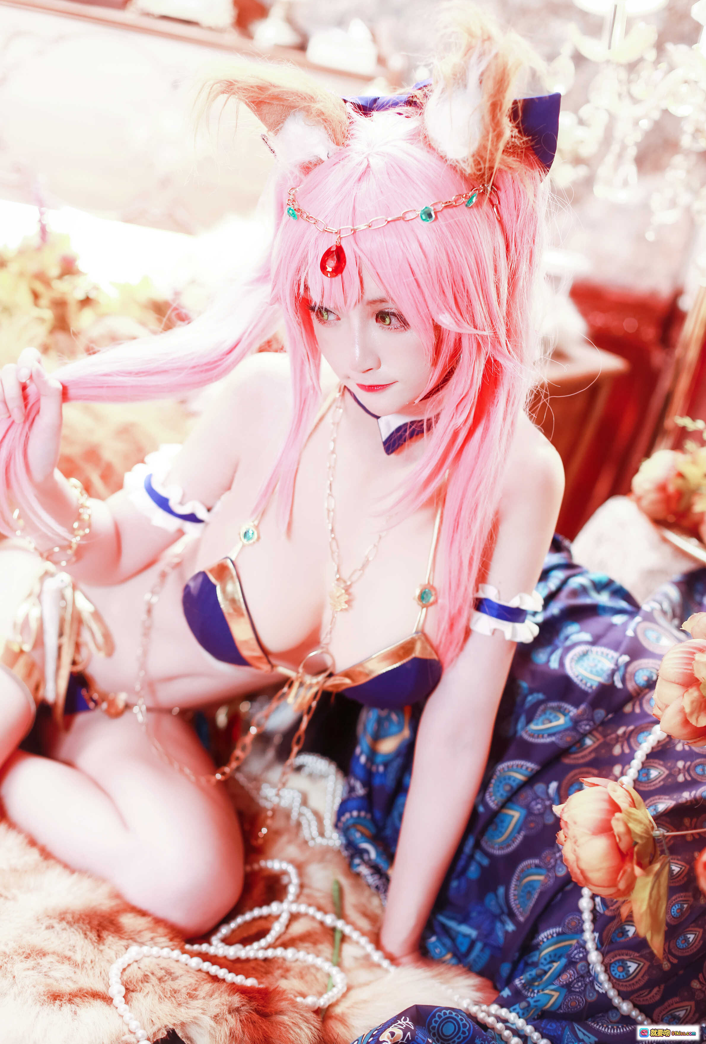 图片[10] - yui金鱼NO.002阿拉伯舞娘cosplay粉发猫耳异域风情写真10P高清美图 - 就要吻