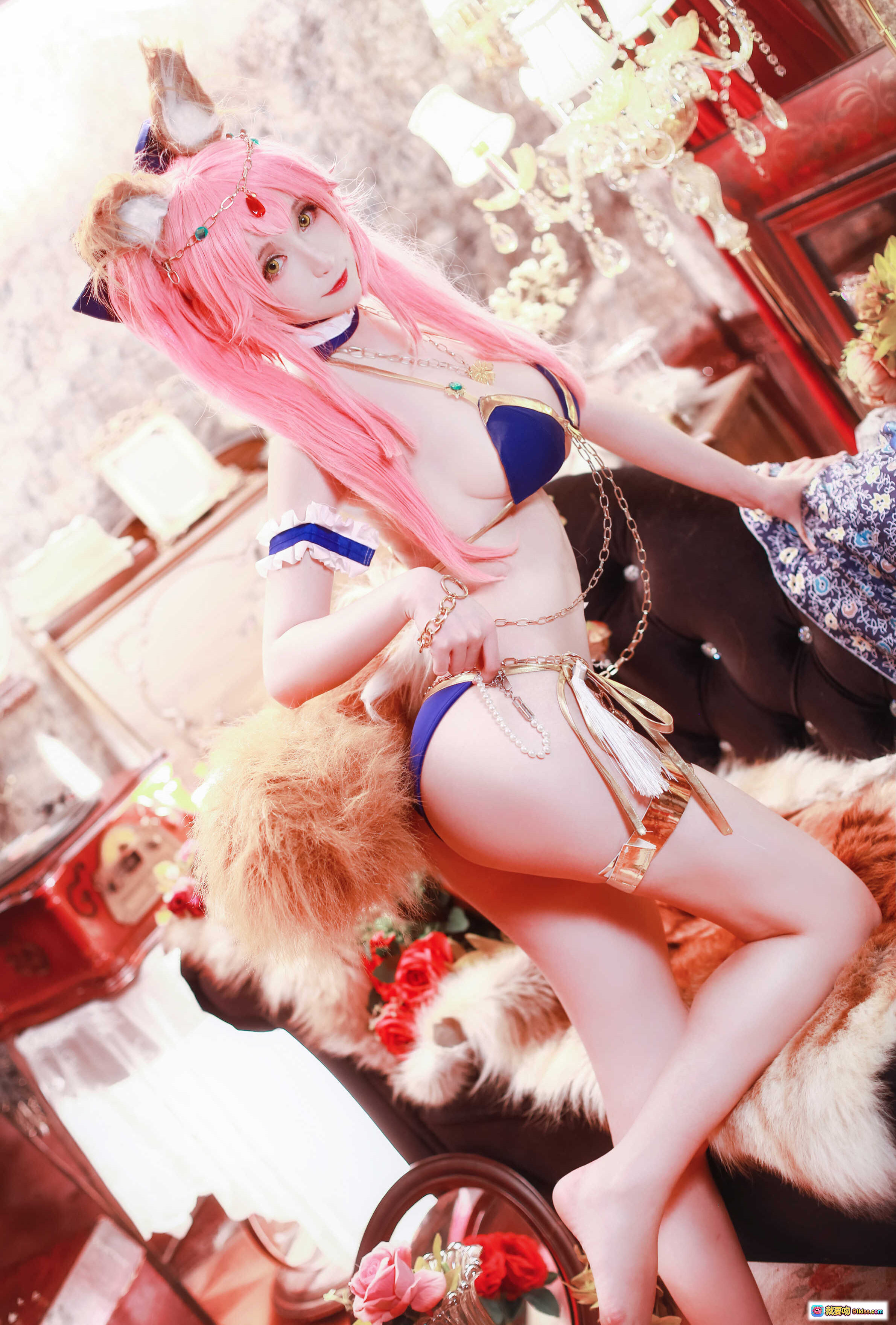图片[5] - yui金鱼NO.002阿拉伯舞娘cosplay粉发猫耳异域风情写真10P高清美图 - 就要吻