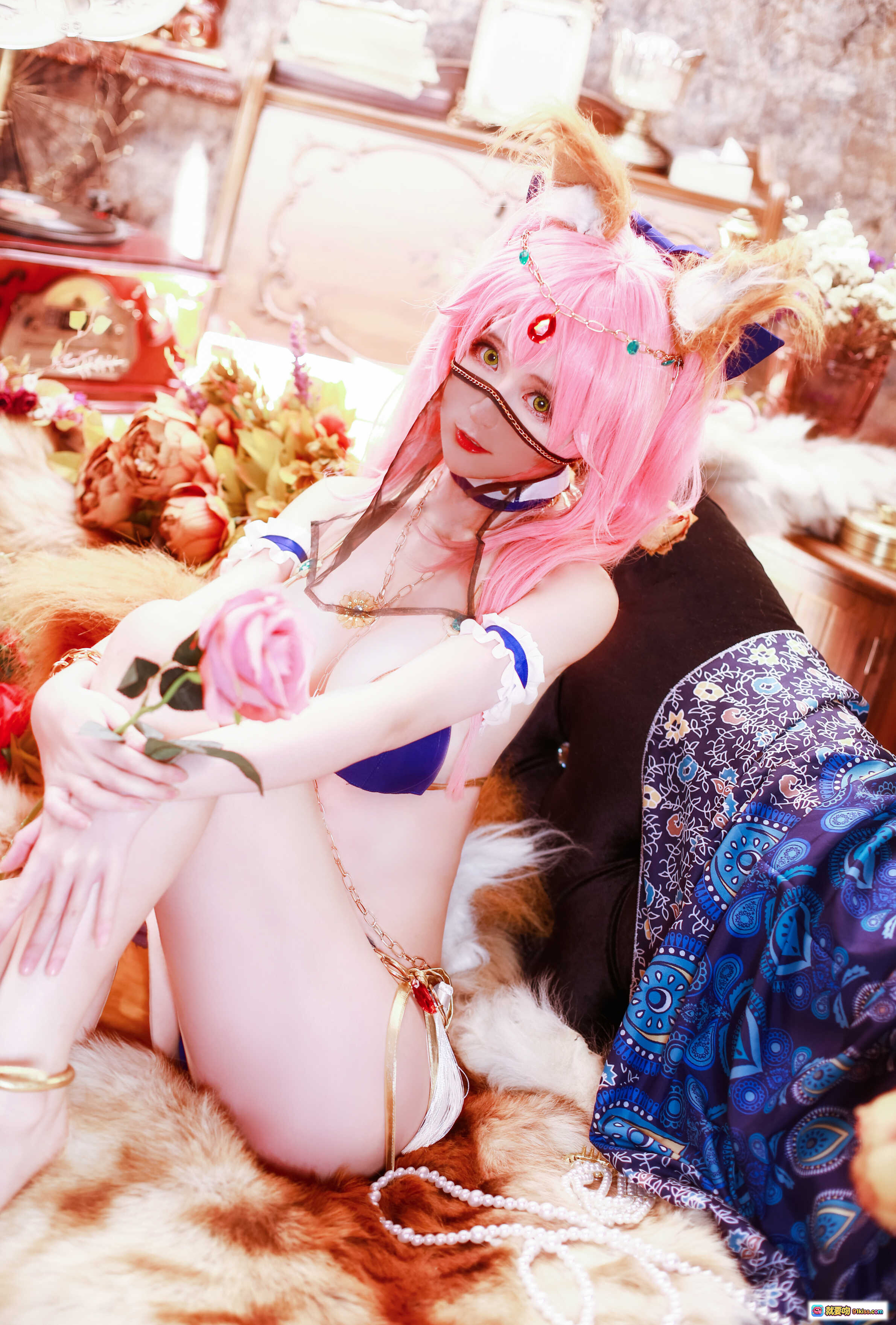 图片[8] - yui金鱼NO.002阿拉伯舞娘cosplay粉发猫耳异域风情写真10P高清美图 - 就要吻