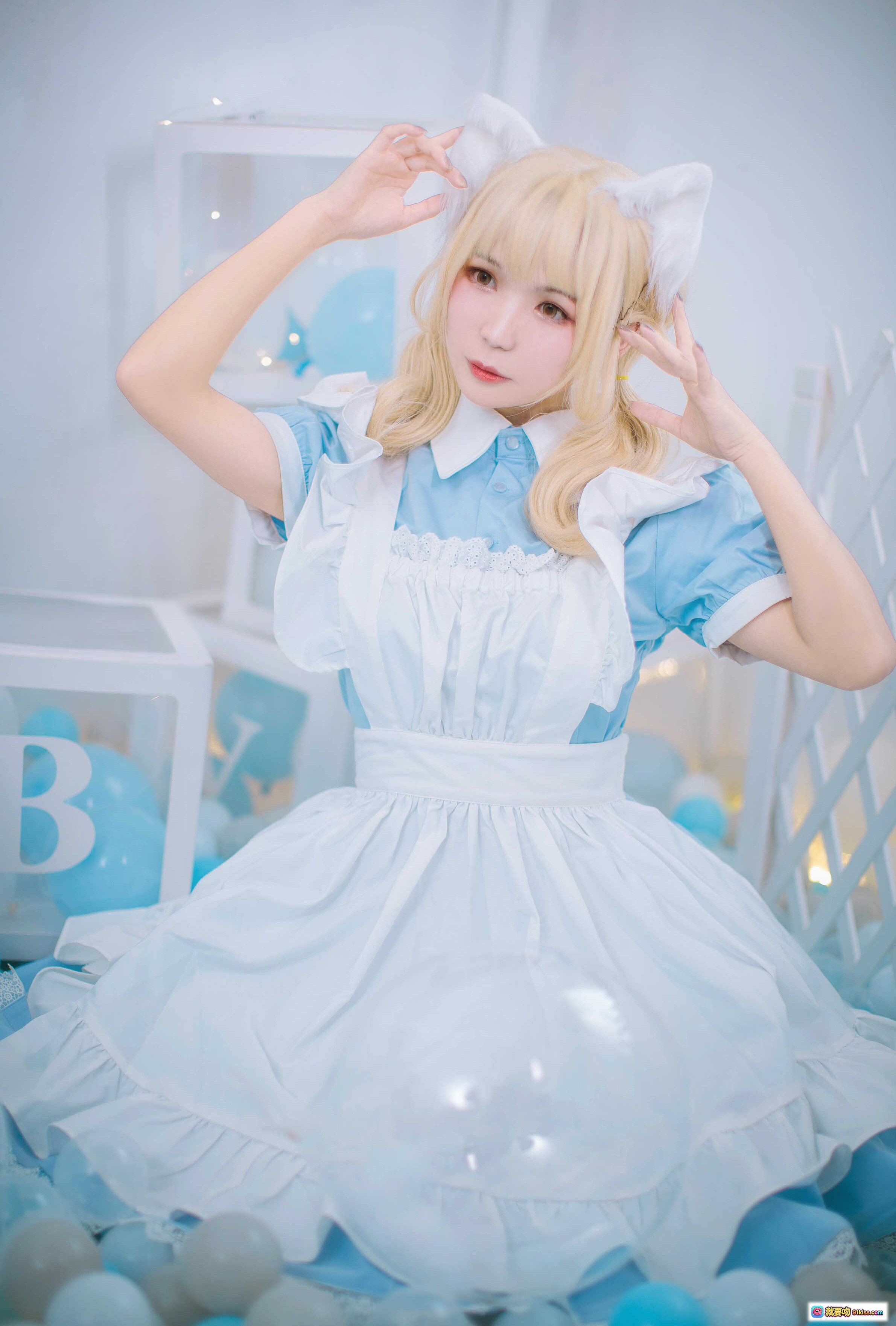 图片[5] - 北之北 VOL.11 女仆装写真 | 蓝白洛丽塔裙装 | 猫耳少女摆拍 | 梦幻窗帘背景 | 甜美日系风格 | 9P高清图集 - 就要吻