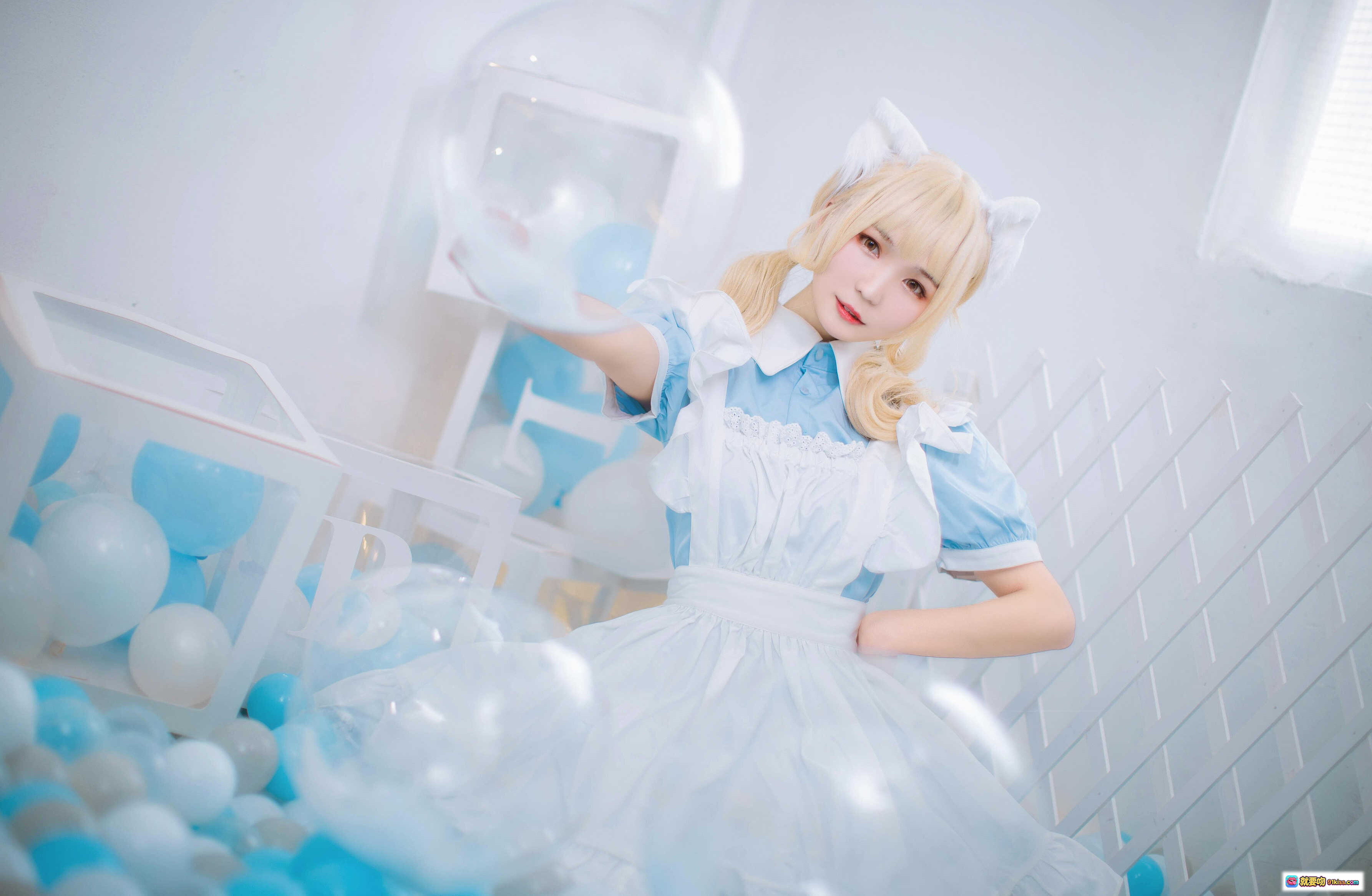 图片[2] - 北之北 VOL.11 女仆装写真 | 蓝白洛丽塔裙装 | 猫耳少女摆拍 | 梦幻窗帘背景 | 甜美日系风格 | 9P高清图集 - 就要吻