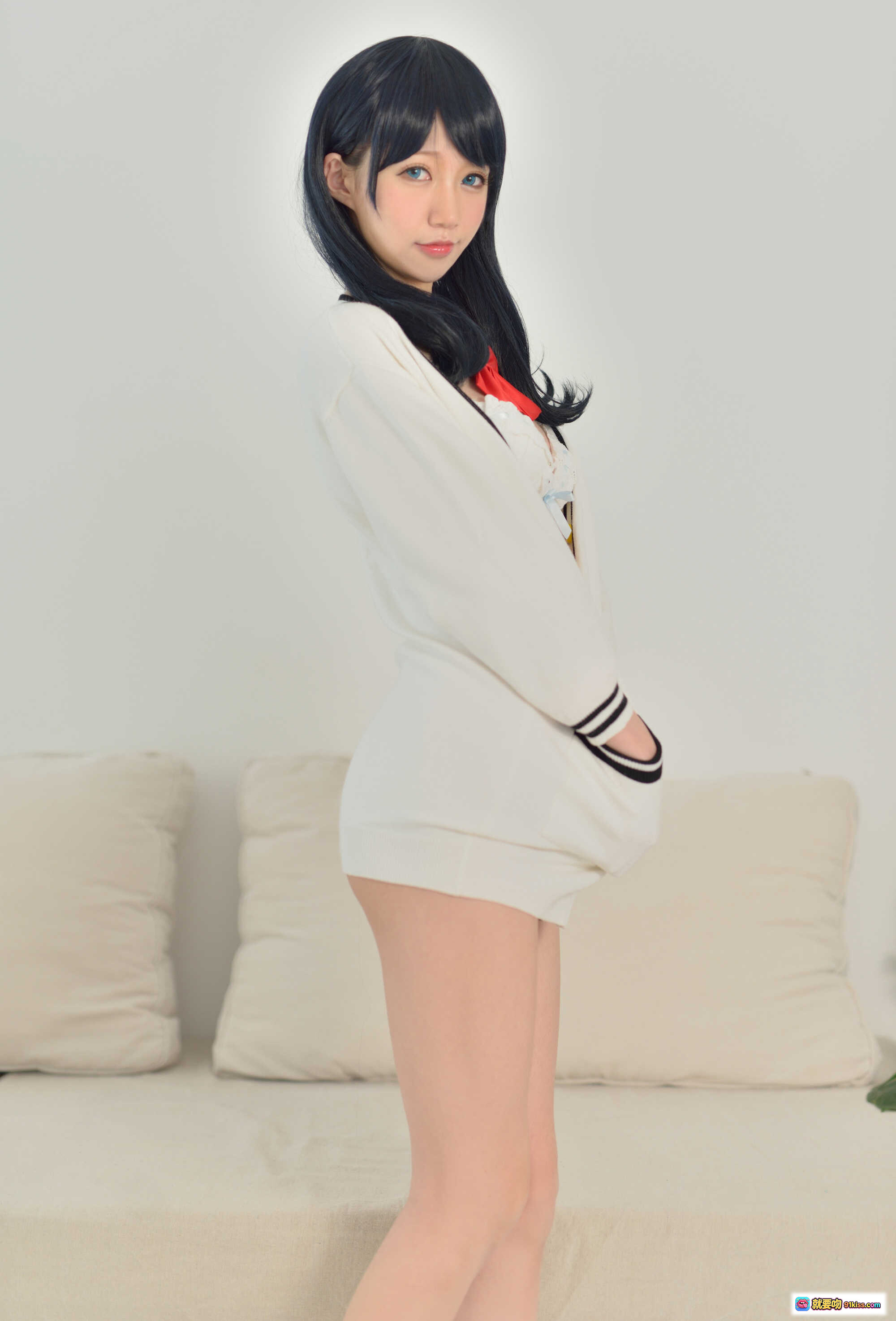 图片[8] - Nagesa魔物喵VOL.09宝多六花cos写真 96P高清美图 白色内衣红领结少女坐姿私房照 - 就要吻