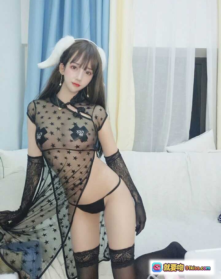 图片[10] - 黑纱透视装+白耳发饰+蕾丝长手套+黑丝美腿性感写真 14P高清图集 - 就要吻