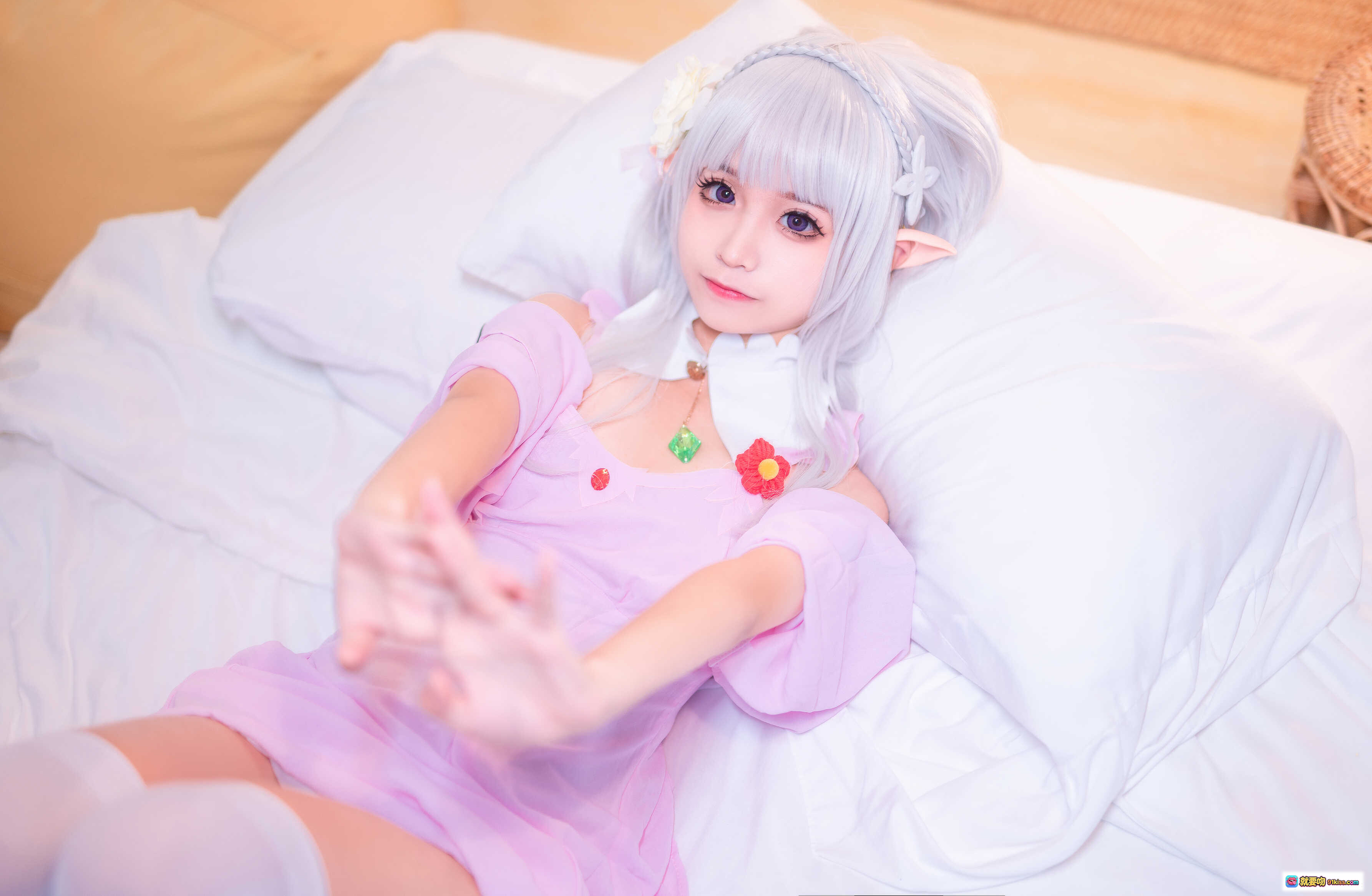 图片[9] - 蠢沫沫NO.013粉睡衣写真40P高清美腿白丝少女风私房摄影集 - 就要吻