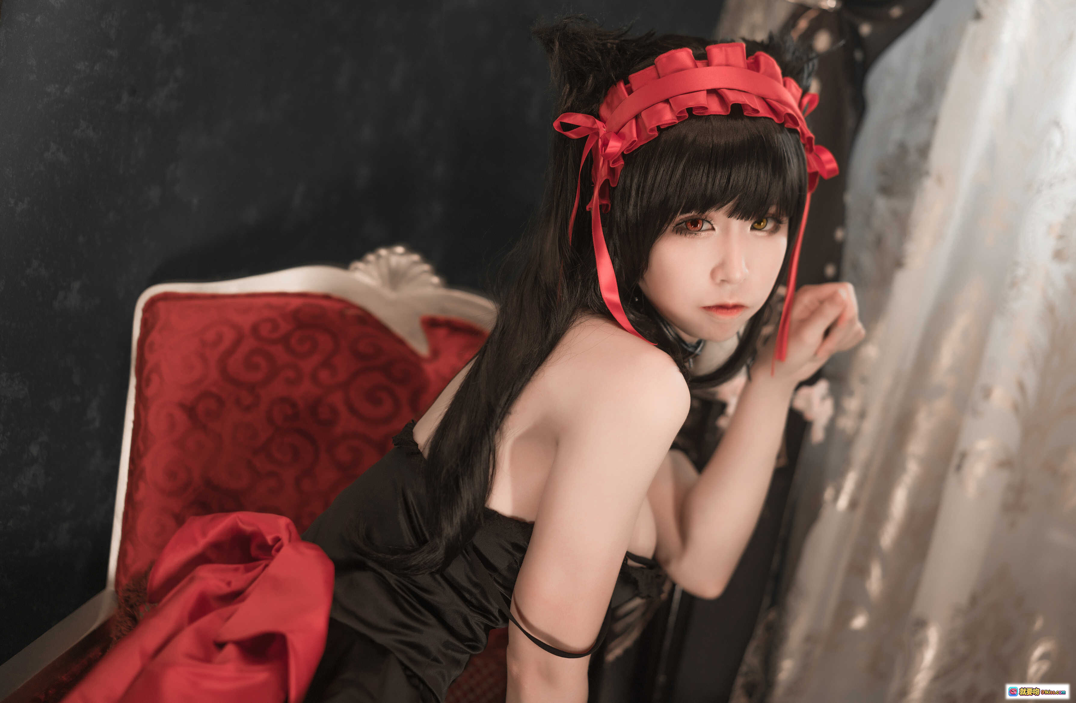 图片[6] - 爱老师狂三cos猫咪内衣写真 – 黑红女仆装性感诱惑 9P高清图集 - 就要吻