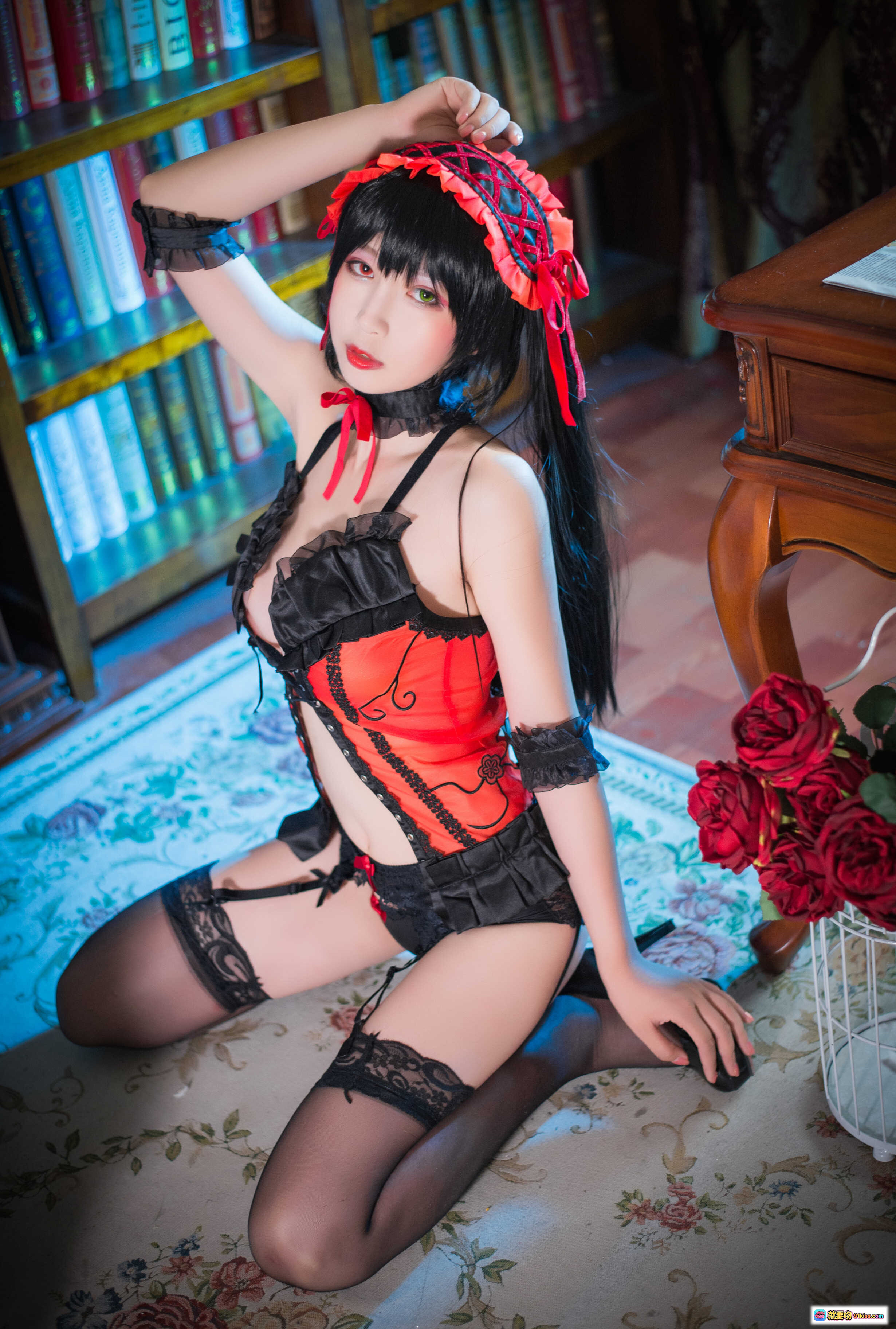 图片[4] - 黑米粥狂三cosplay内衣写真 | 红黑蕾丝女仆装 | 诱惑性感姿势 | 高清37P美图 - 就要吻