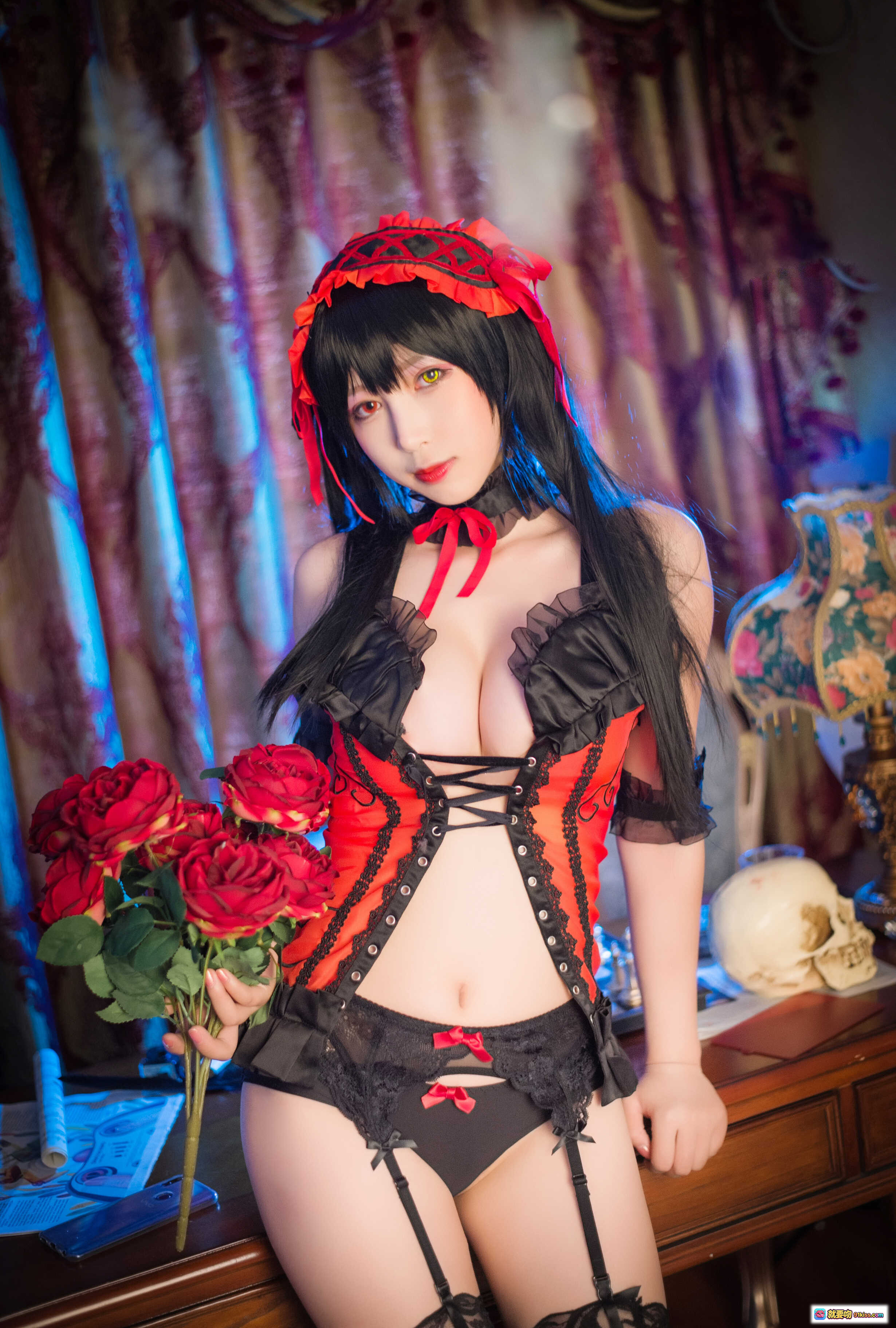 图片[3] - 黑米粥狂三cosplay内衣写真 | 红黑蕾丝女仆装 | 诱惑性感姿势 | 高清37P美图 - 就要吻