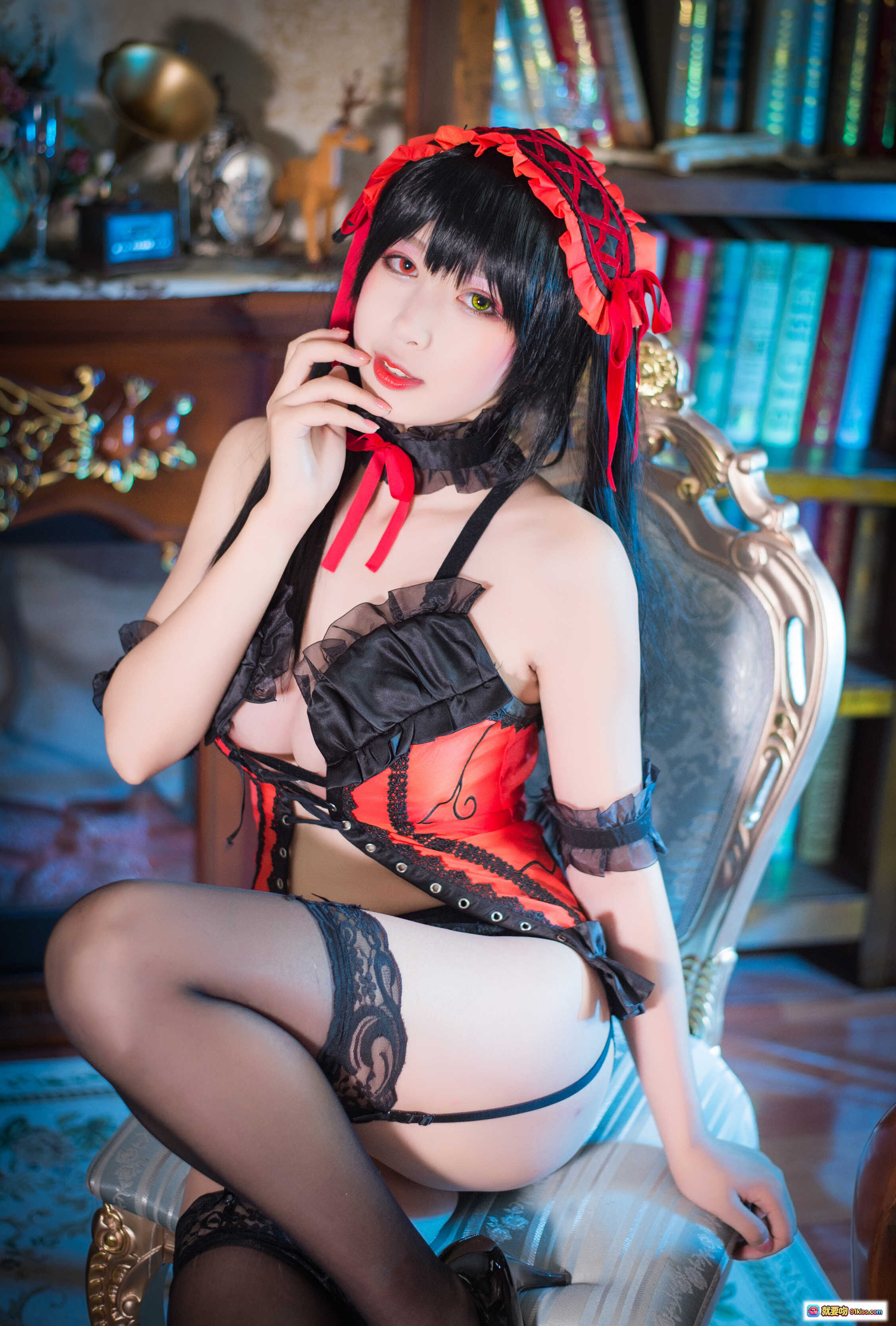 图片[7] - 黑米粥狂三cosplay内衣写真 | 红黑蕾丝女仆装 | 诱惑性感姿势 | 高清37P美图 - 就要吻