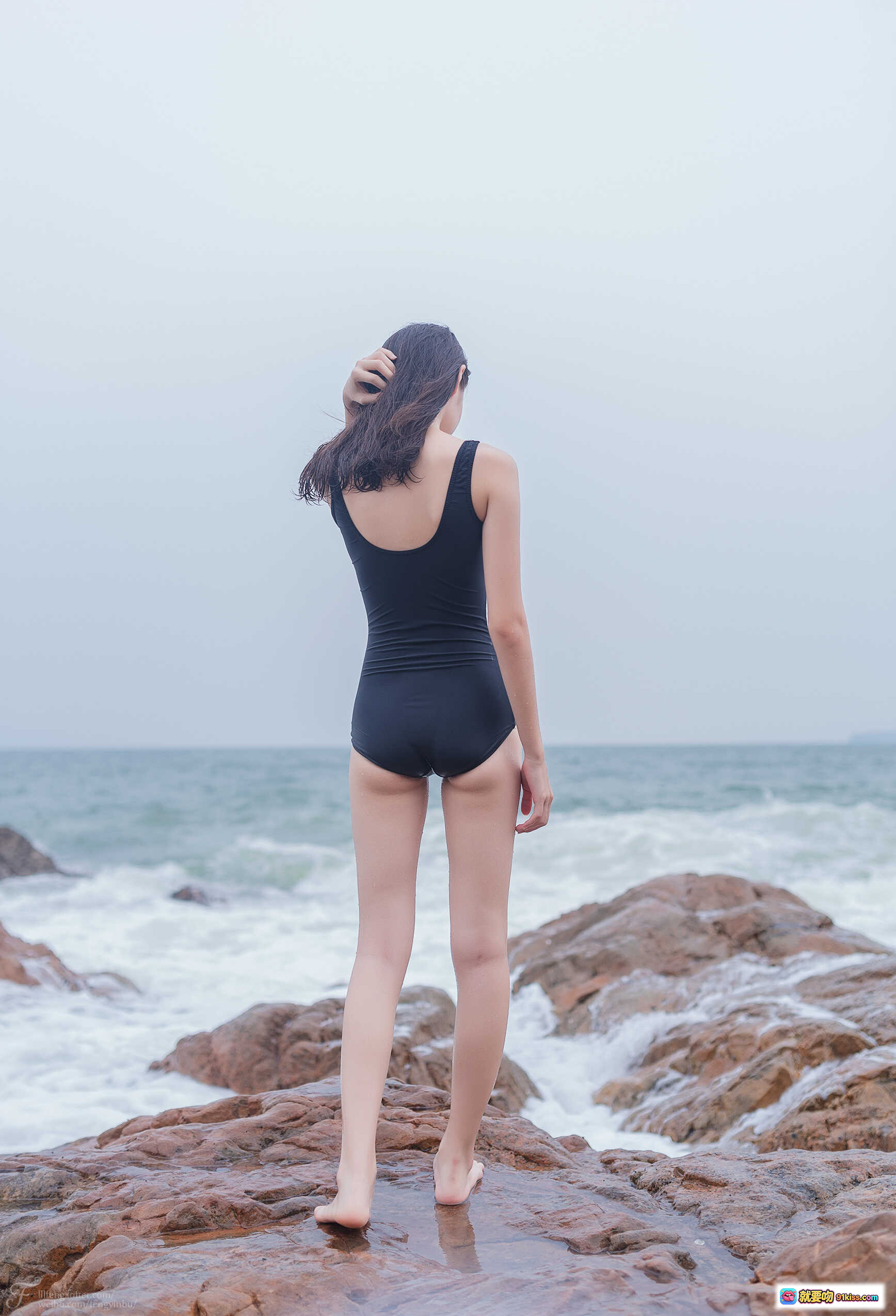 图片[5] - 祖木子NO.013海之死库水写真 27P42MB 黑色泳衣海边岩石湿发少女清新自然风 - 就要吻