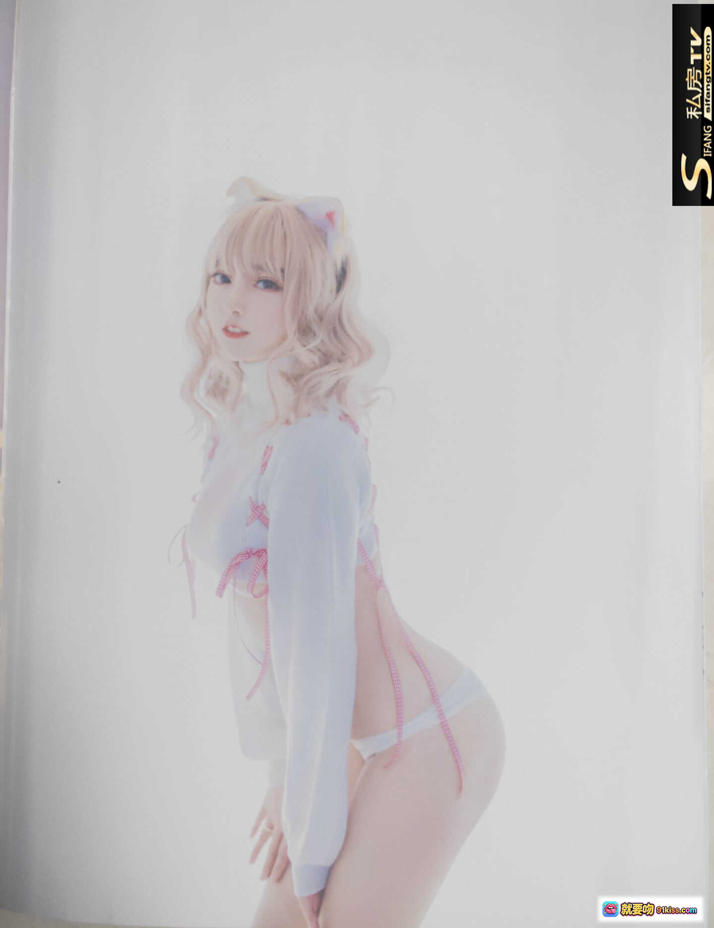 图片[3] - 过期米线线喵087写真本扫描图70P-56MB 兔耳少女私房写真 白色蕾丝内衣 网红同款床照 高清摄影集 甜美性感风格 - 就要吻