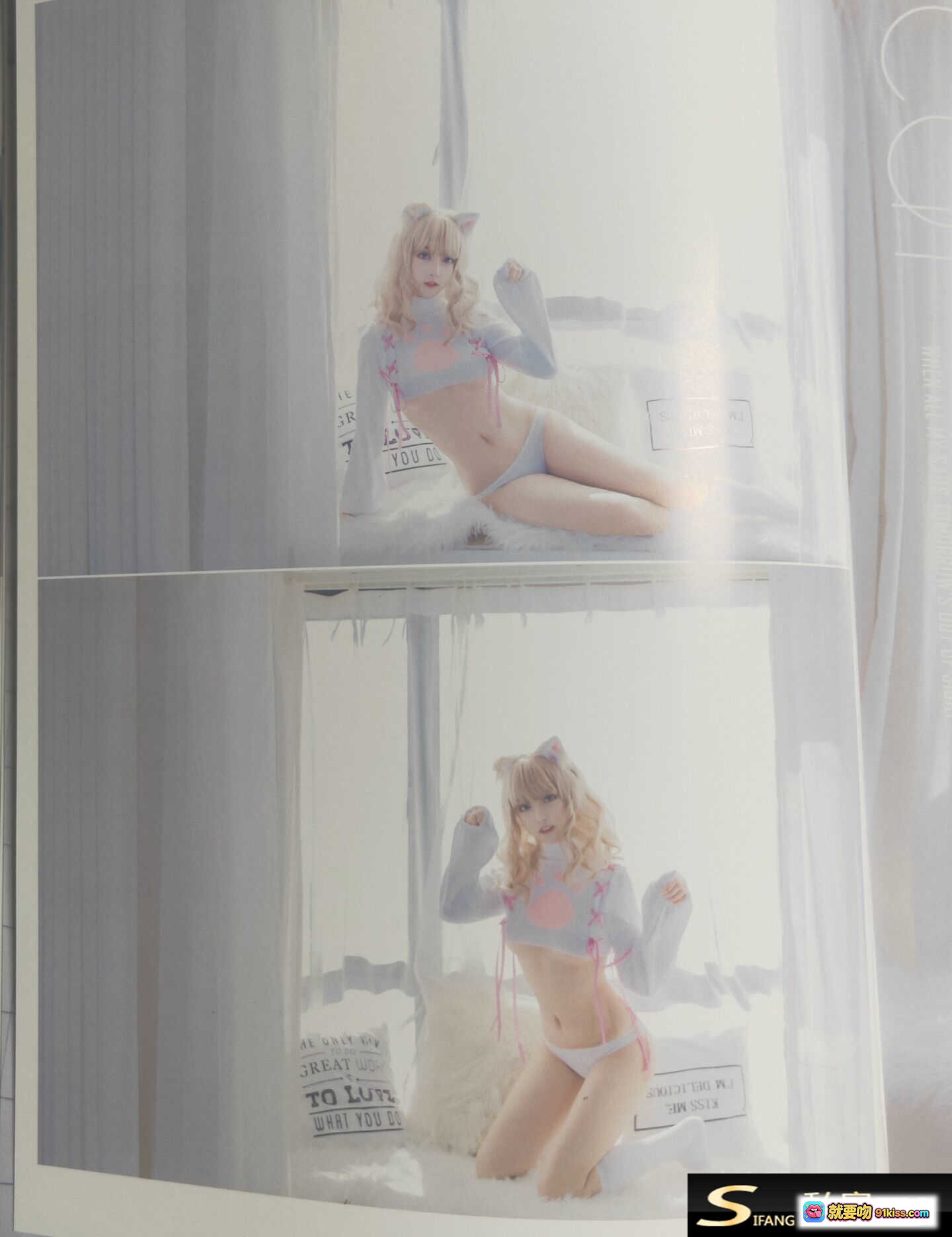 图片[6] - 过期米线线喵087写真本扫描图70P-56MB 兔耳少女私房写真 白色蕾丝内衣 网红同款床照 高清摄影集 甜美性感风格 - 就要吻