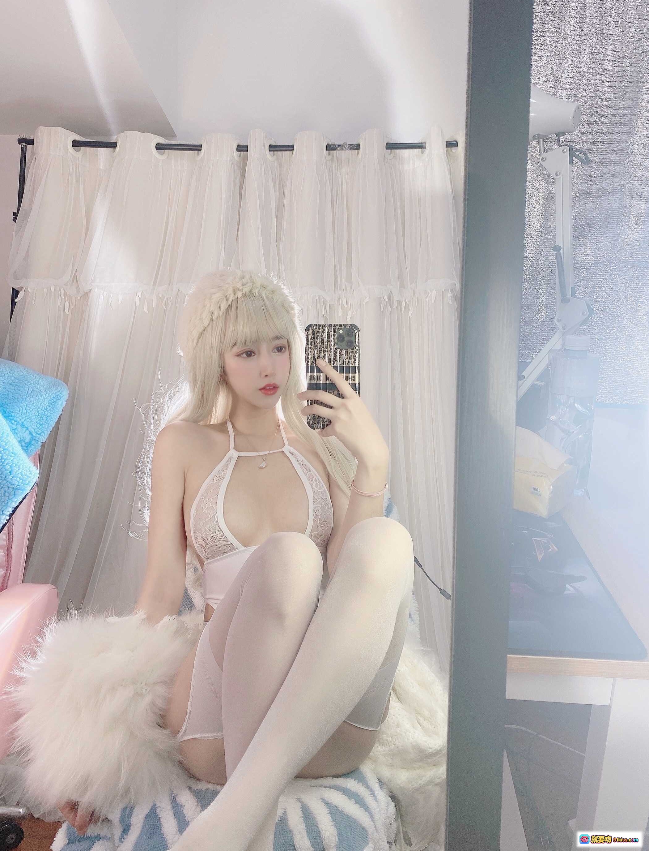 图片[6] - 白月光少女写真｜金发蕾丝内衣套装｜纯欲风居家私房照｜过期米线线喵112米线40P高清图集 - 就要吻