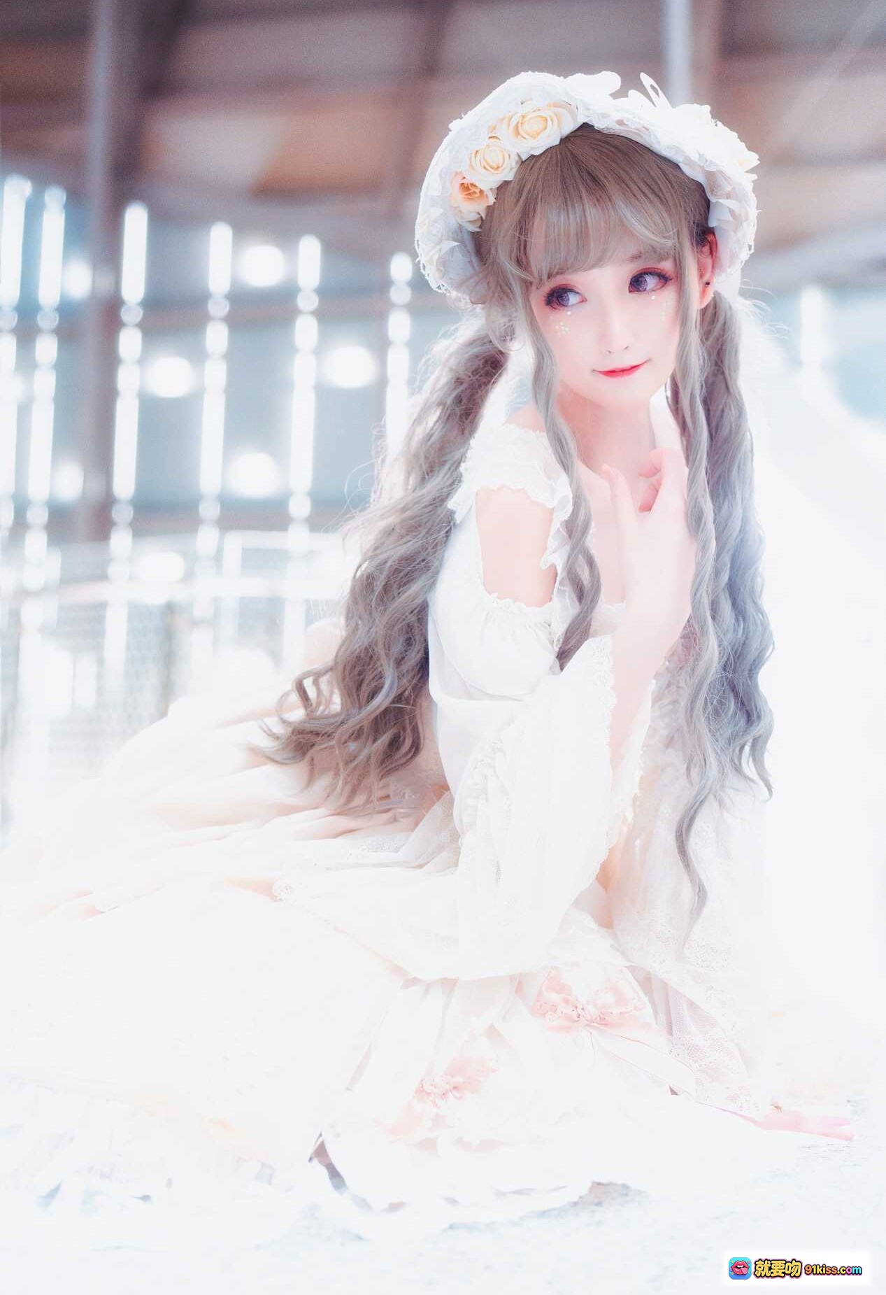 图片[4] - yui金鱼NO.001洛丽塔写真｜甜美蕾丝裙+双马尾造型+梦幻白色系Lolita穿搭 - 就要吻