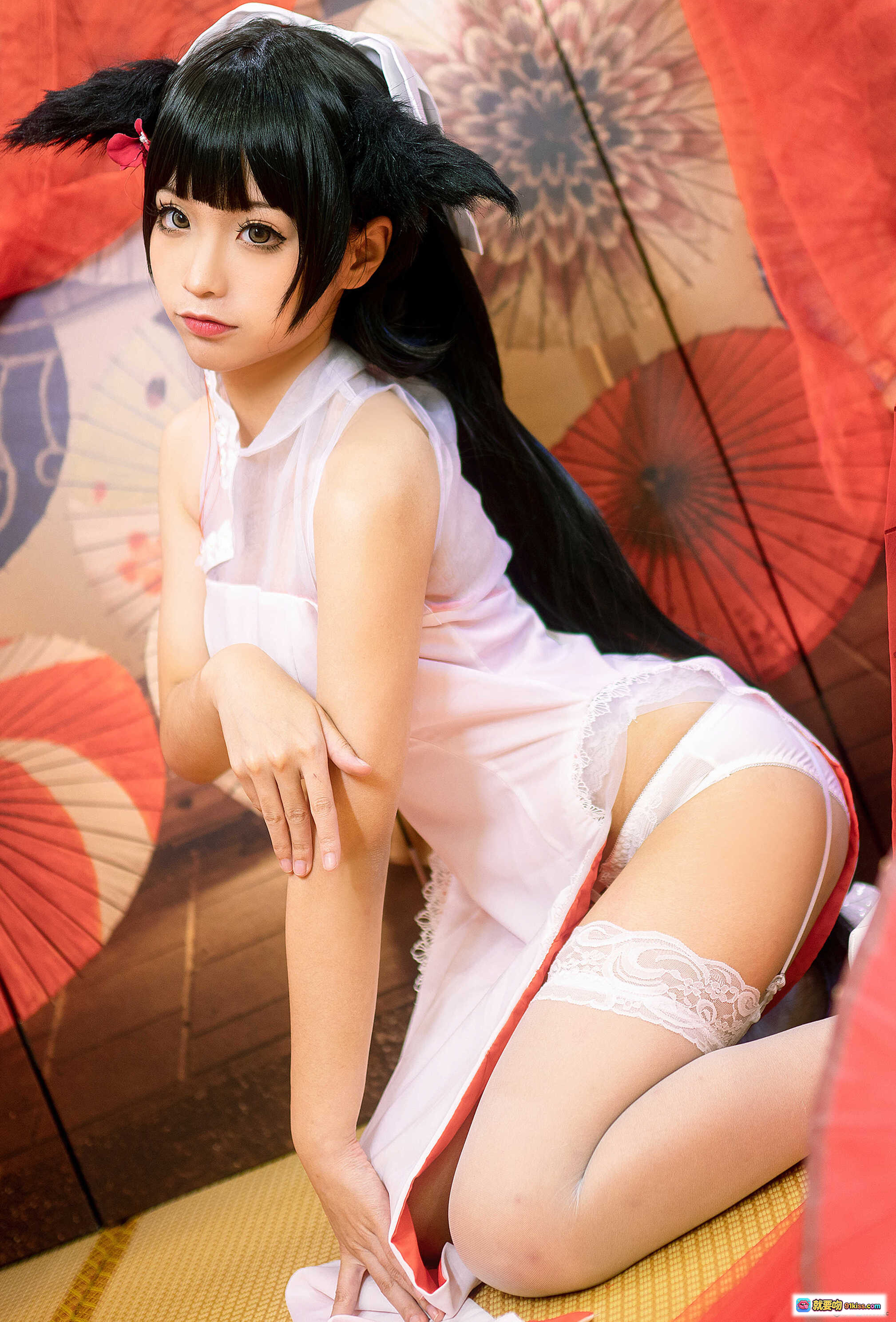 图片[6] - 蠢沫沫NO.015高雄习字写真 透明丝袜美足特写 日式榻榻米场景 红色纱裙搭配 白皙腿部线条 40P高清图集 - 就要吻