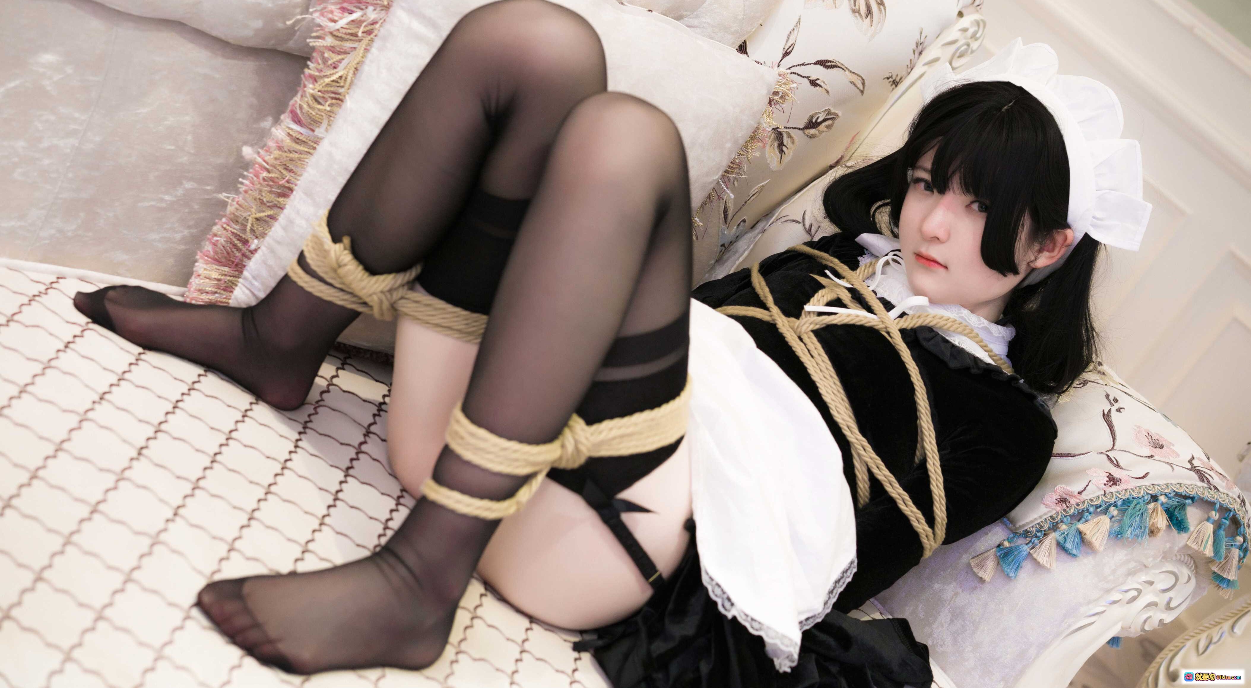 图片[3] - 一小央泽NO.012女仆装束缚写真 31P高清图集 黑丝蕾丝绑绳造型 床上姿态优雅性感 - 就要吻