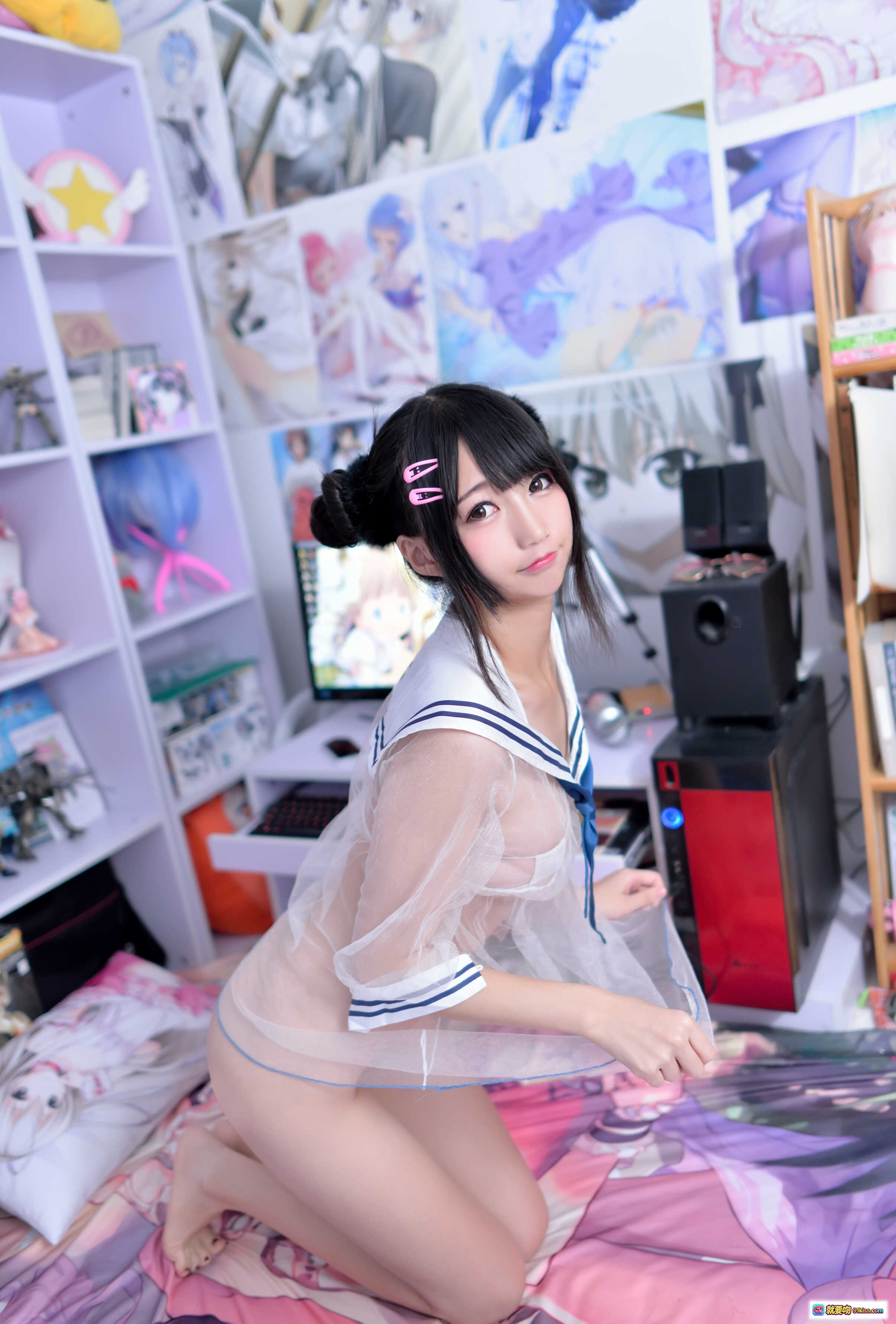 图片[2] - Nagesa魔物喵 VOL.12 透视水手服写真 56P高清美腿少女床照动漫抱枕背景性感私房照 - 就要吻