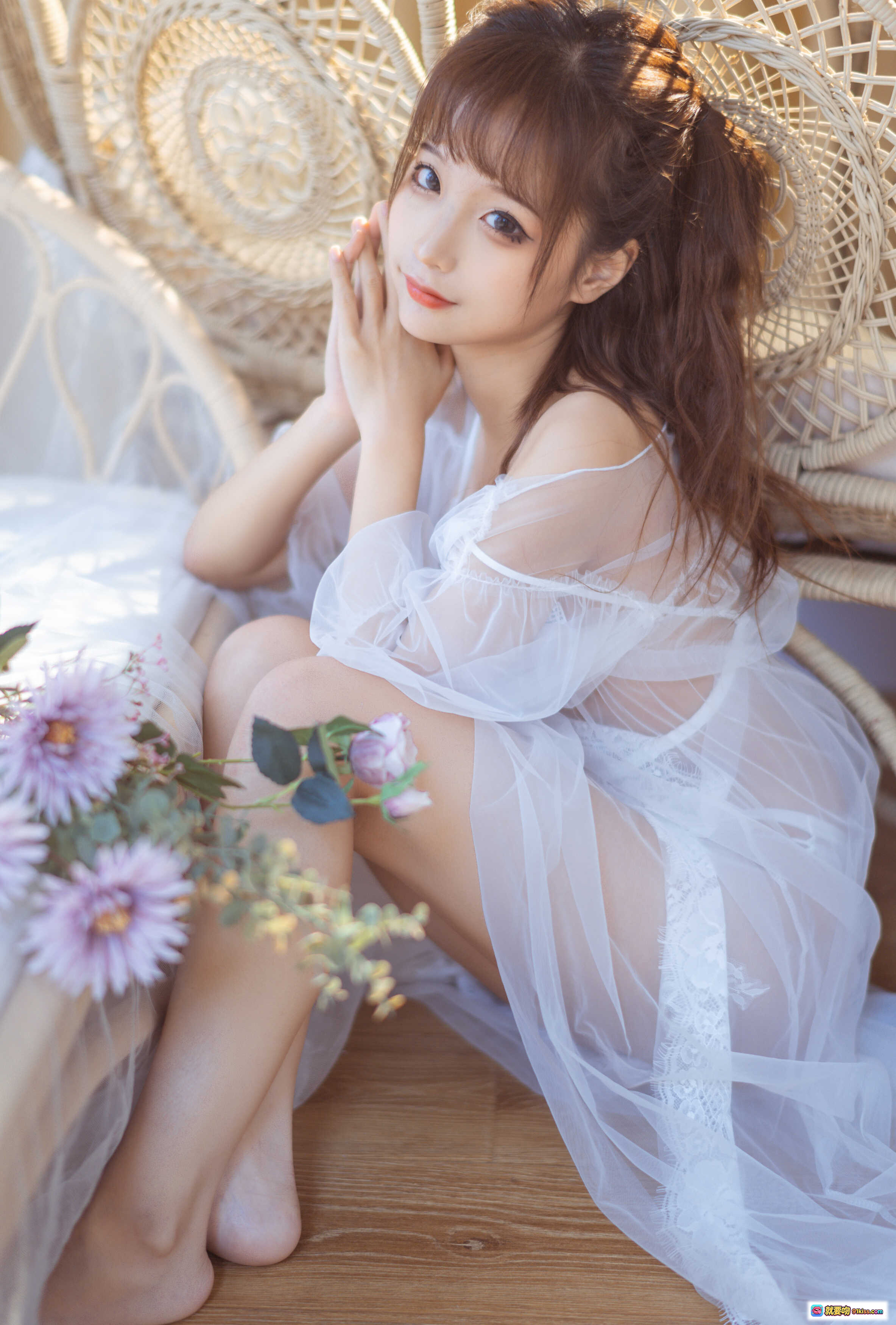 图片[7] - 蠢沫沫NO.112轻纱写真｜白色蕾丝睡衣性感私房照｜柔光窗帘背景少女风摄影集 - 就要吻