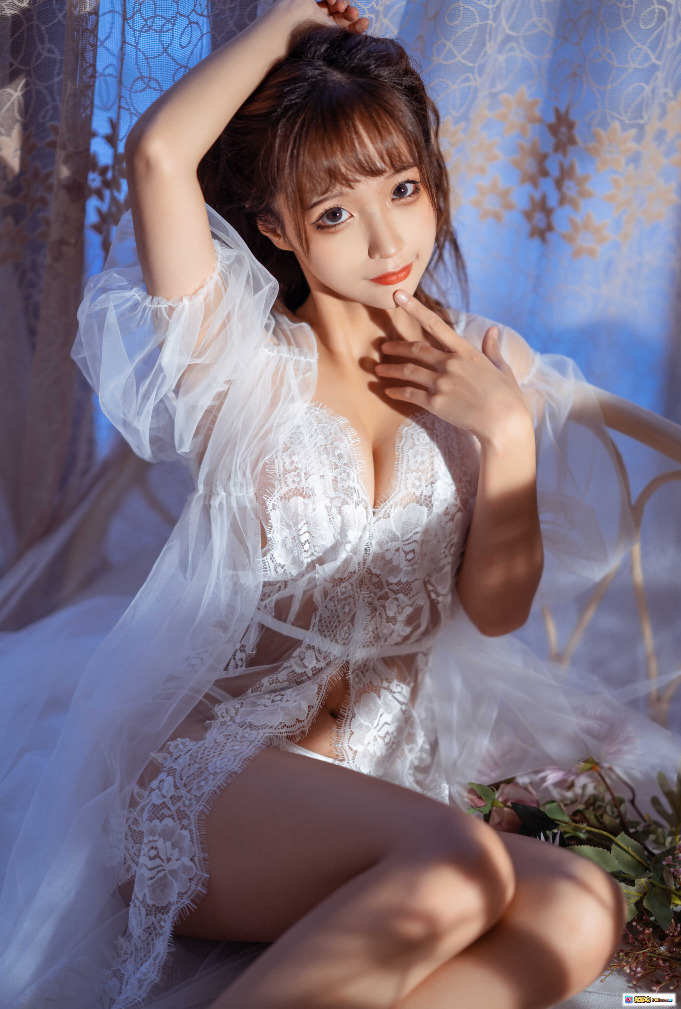 图片[10] - 蠢沫沫NO.112轻纱写真｜白色蕾丝睡衣性感私房照｜柔光窗帘背景少女风摄影集 - 就要吻