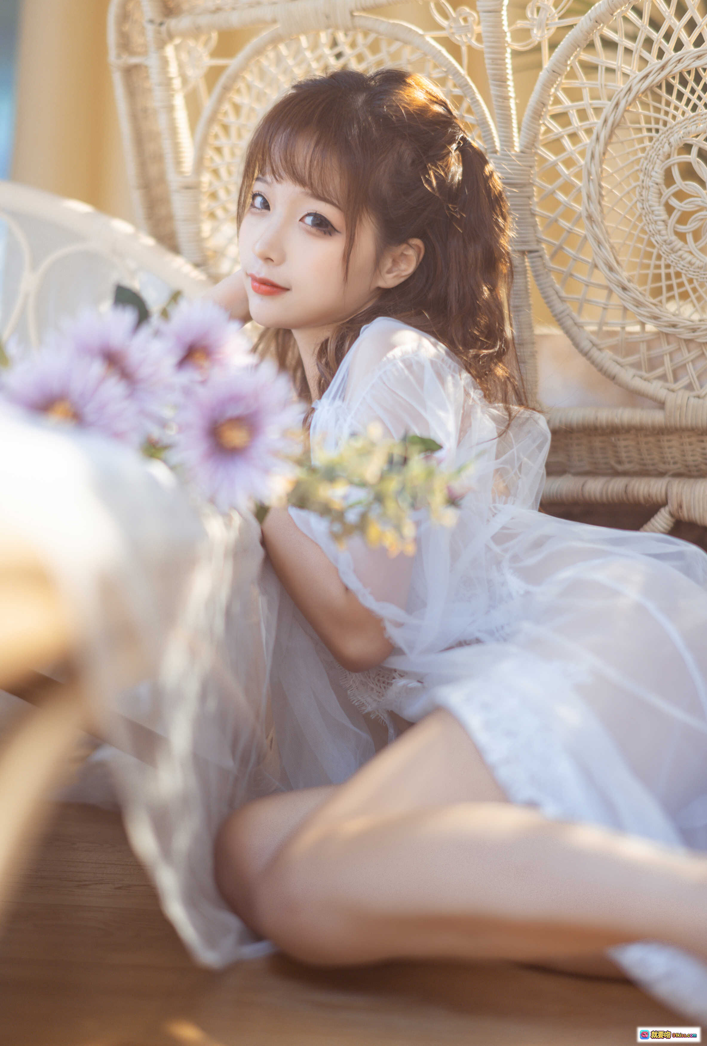 图片[6] - 蠢沫沫NO.112轻纱写真｜白色蕾丝睡衣性感私房照｜柔光窗帘背景少女风摄影集 - 就要吻