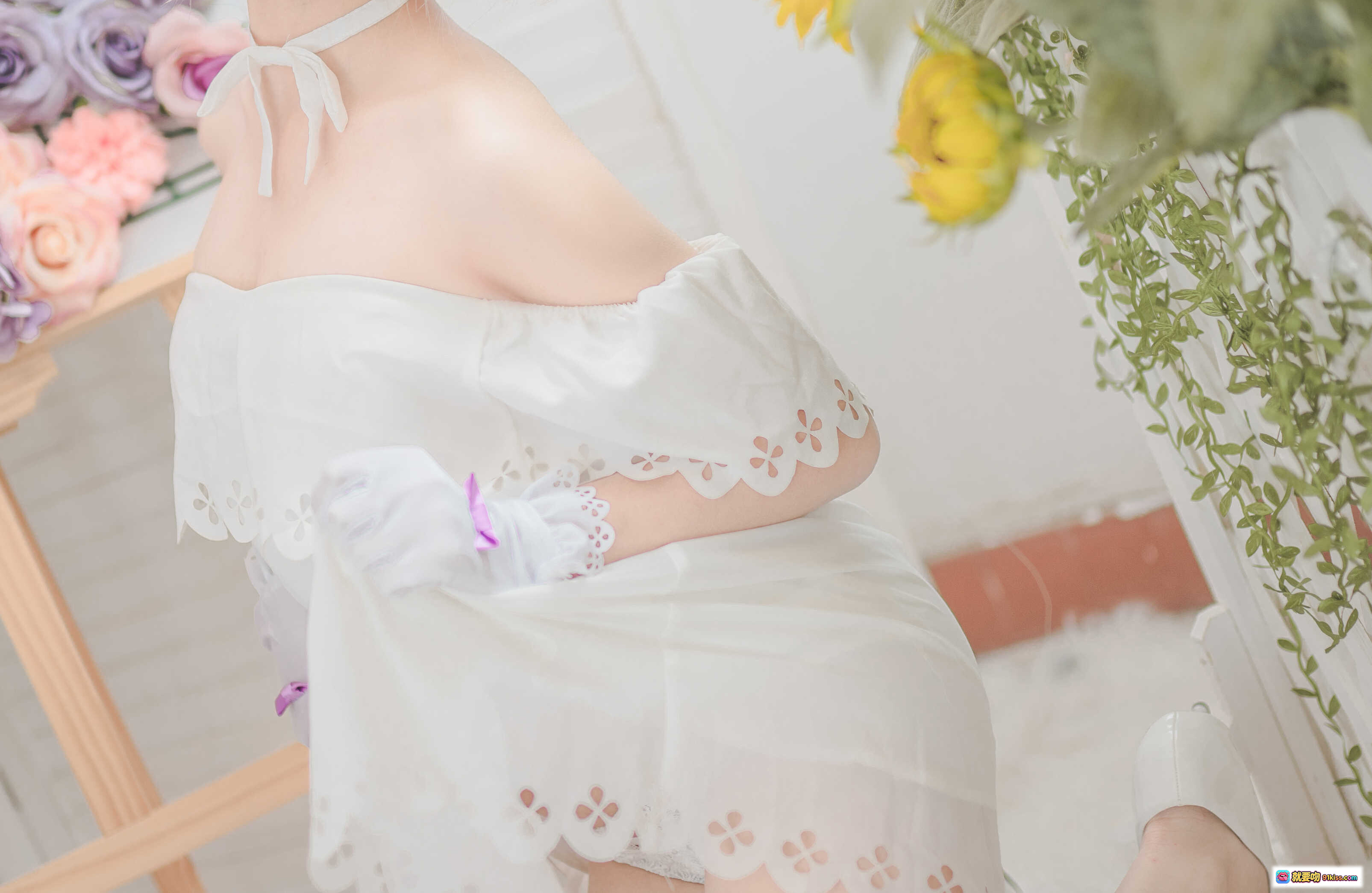 图片[2] - 蠢沫沫NO.044玛修写真集 白色蕾丝睡衣美腿特写 柔软毛毯背景 甜美少女风 40P高清图集 - 就要吻