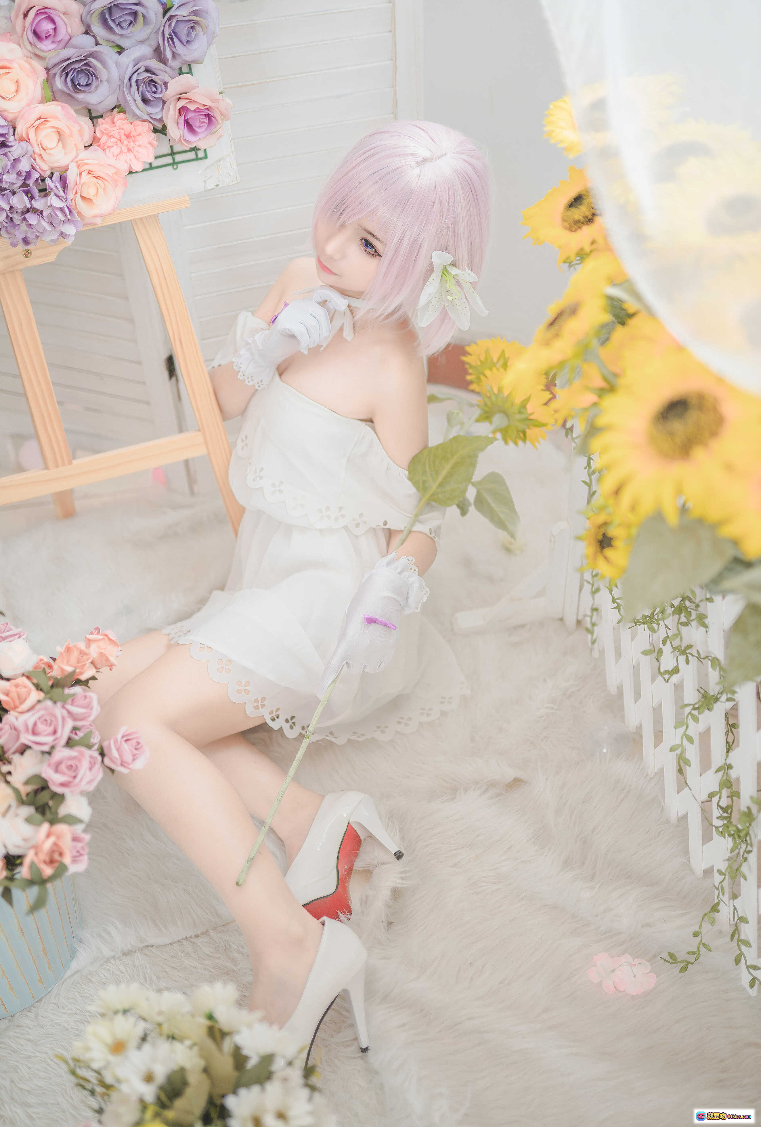 图片[4] - 蠢沫沫NO.044玛修写真集 白色蕾丝睡衣美腿特写 柔软毛毯背景 甜美少女风 40P高清图集 - 就要吻