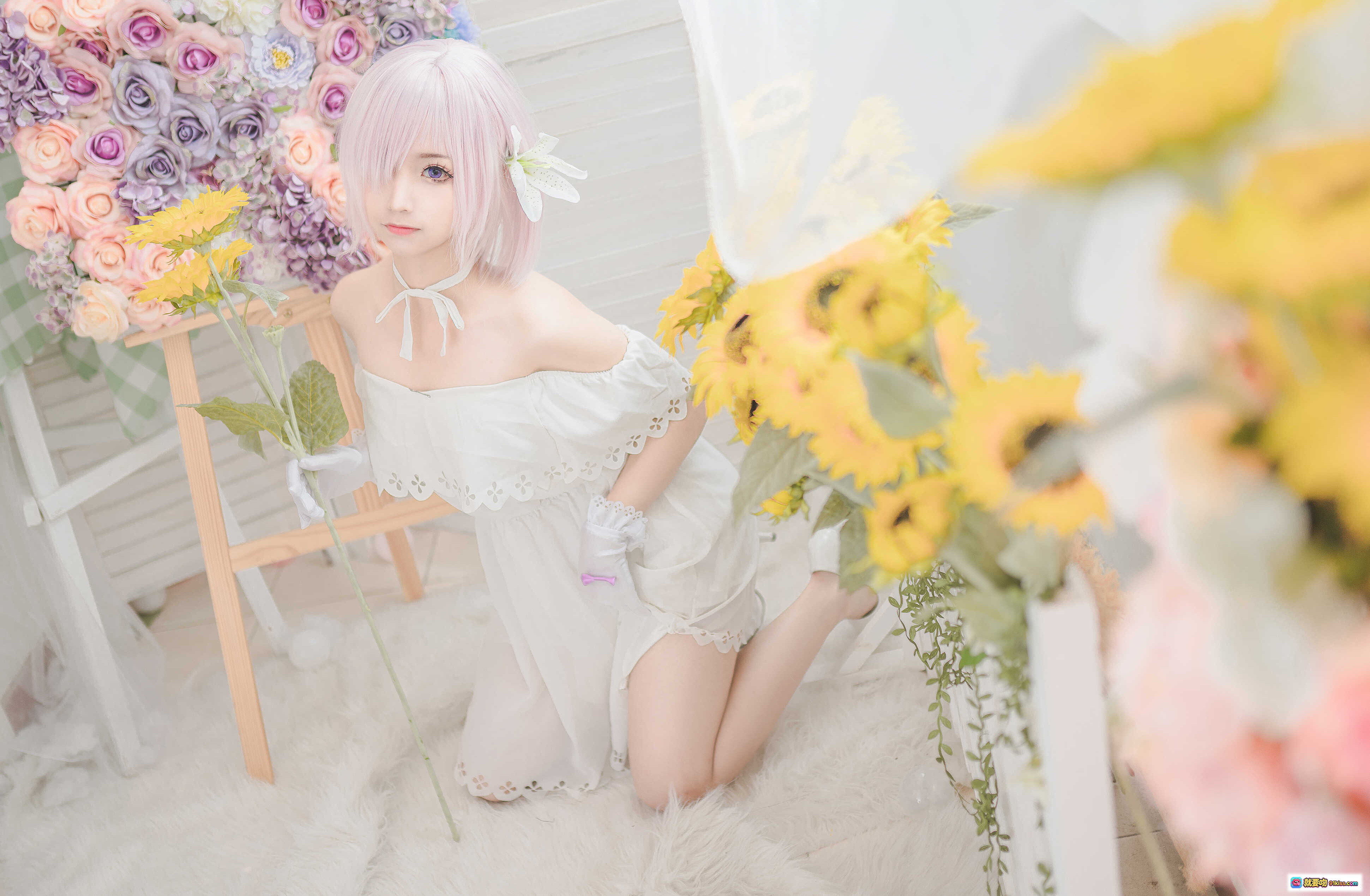 图片[3] - 蠢沫沫NO.044玛修写真集 白色蕾丝睡衣美腿特写 柔软毛毯背景 甜美少女风 40P高清图集 - 就要吻