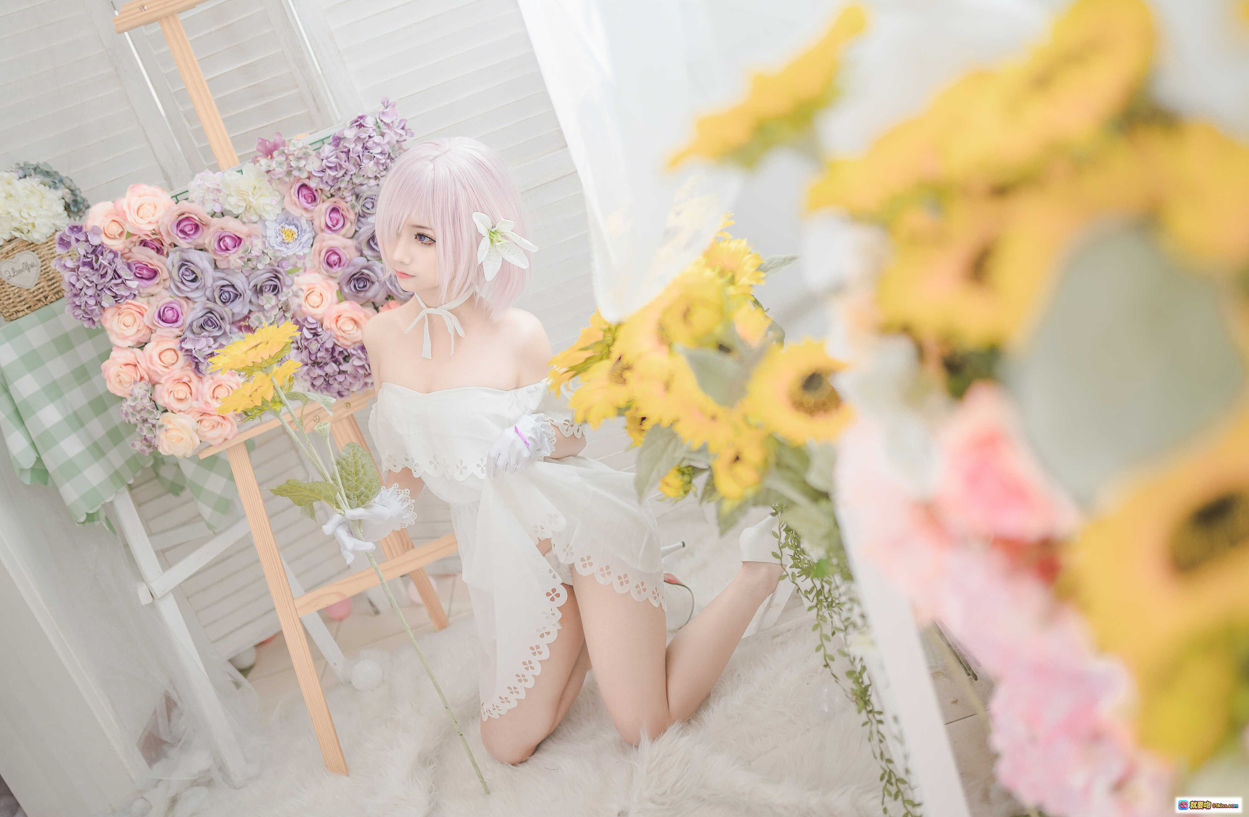 图片[8] - 蠢沫沫NO.044玛修写真集 白色蕾丝睡衣美腿特写 柔软毛毯背景 甜美少女风 40P高清图集 - 就要吻