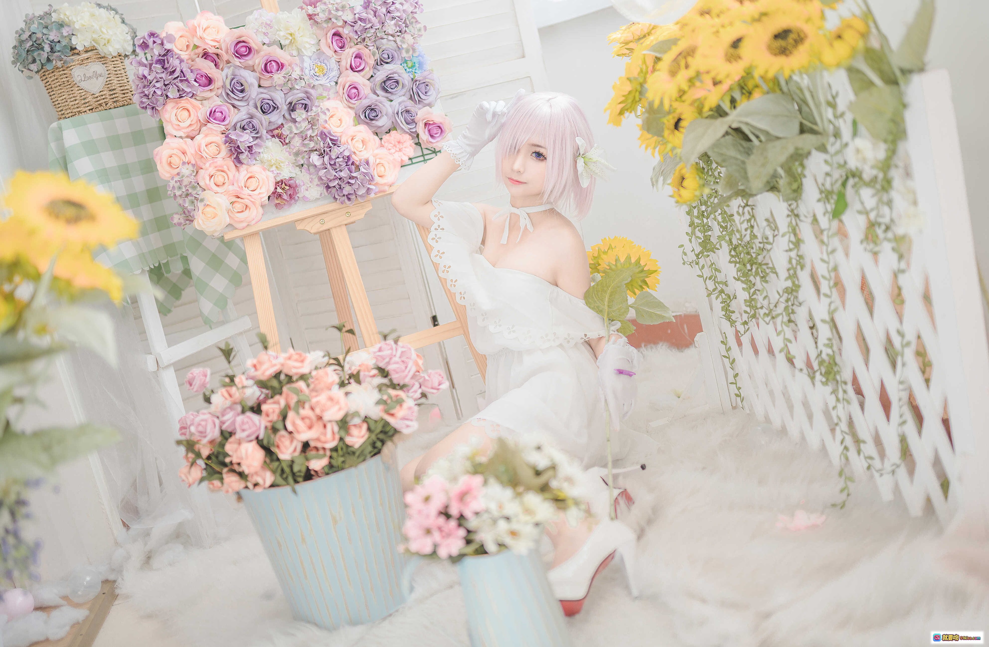 图片[5] - 蠢沫沫NO.044玛修写真集 白色蕾丝睡衣美腿特写 柔软毛毯背景 甜美少女风 40P高清图集 - 就要吻