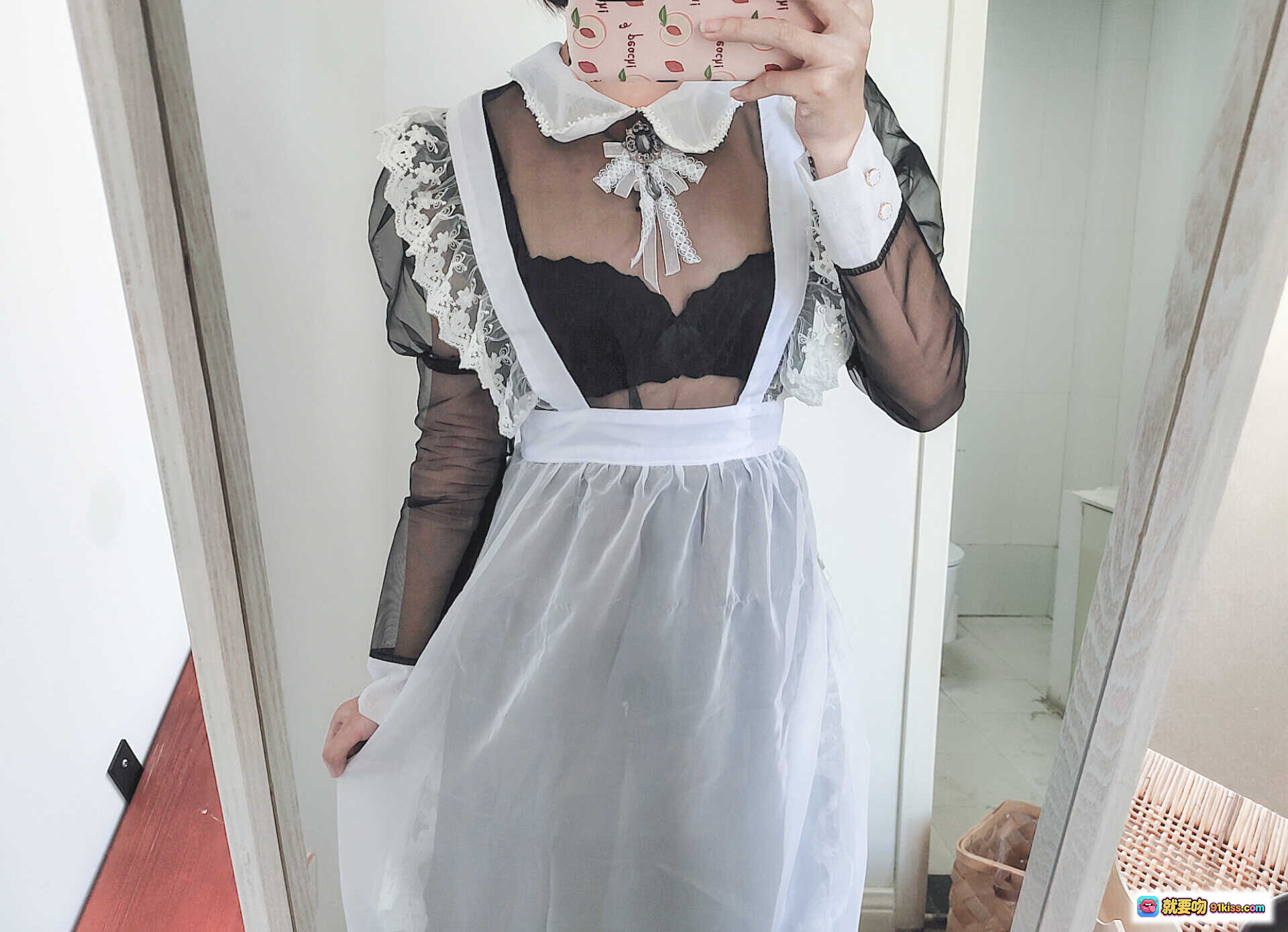 图片[4] - 蠢沫沫NO.037透明女仆装自拍写真 蕾丝黑纱猫耳造型 42P高清图集 - 就要吻