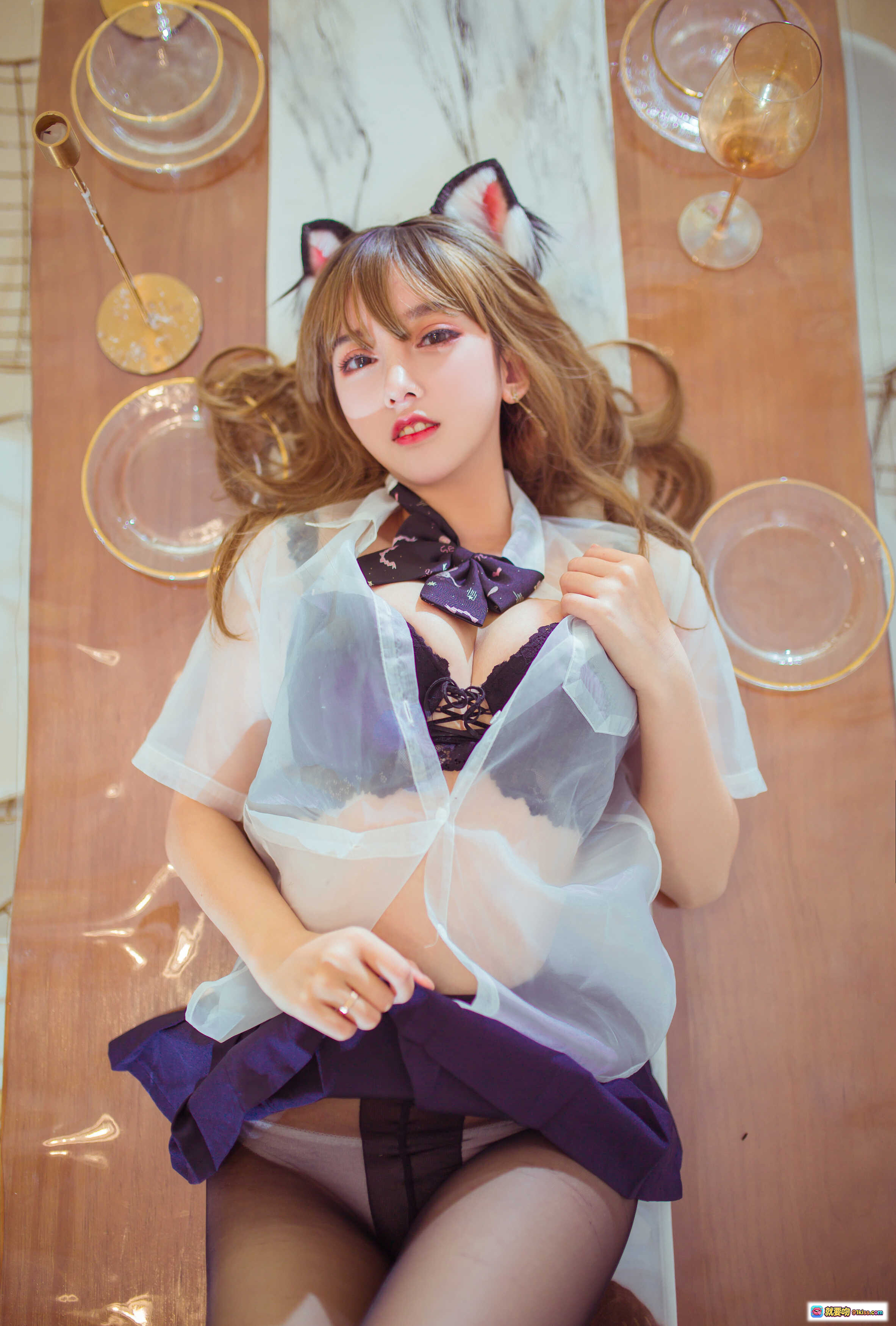 图片[7] - 过期米线线喵038阳台写真-猫耳少女黑丝蕾丝裙性感私房照24P高清图集 - 就要吻