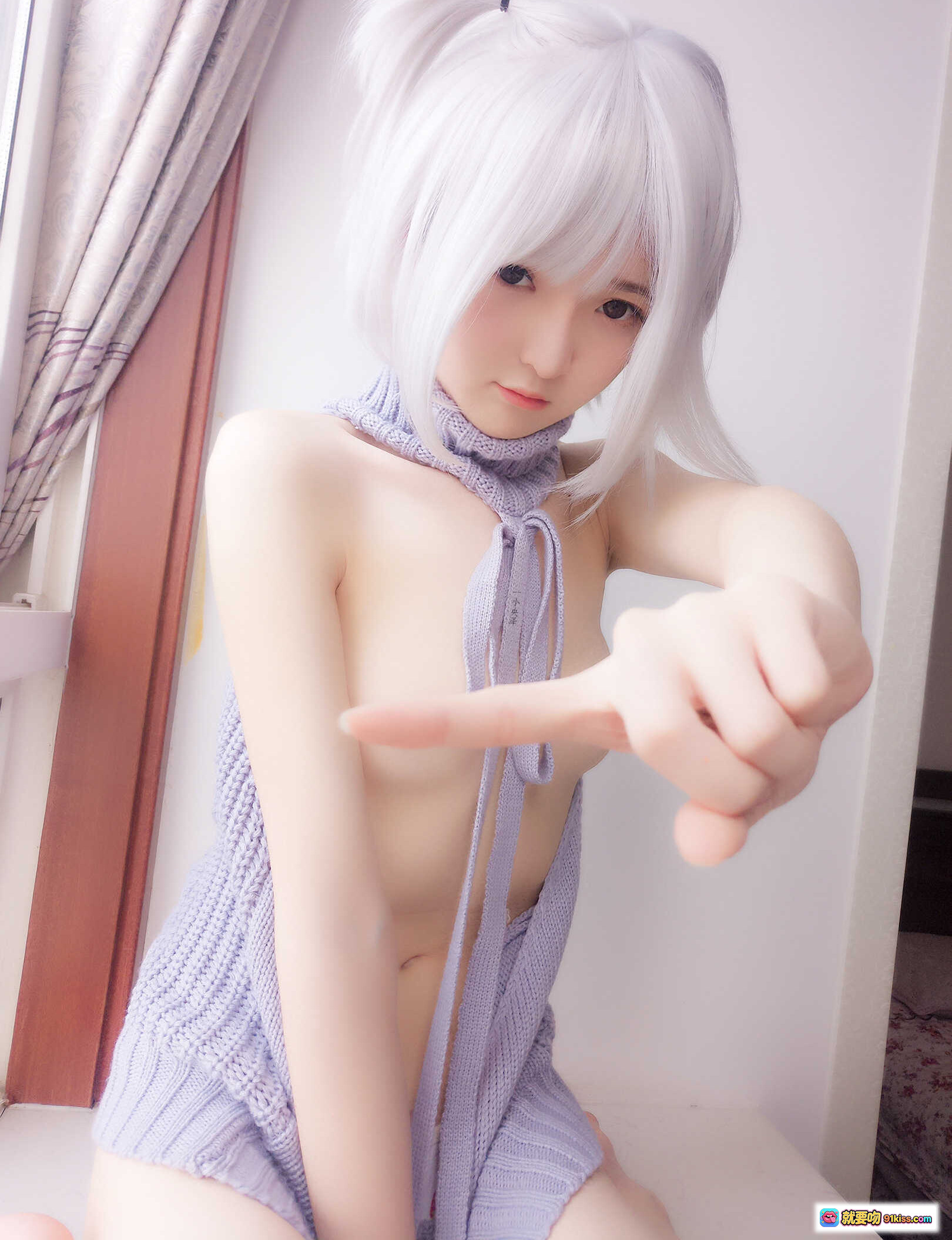 图片[6] - 一小央泽NO.026白发双马尾毛衣写真 19P高清美图 窗边坐姿温柔少女风 - 就要吻