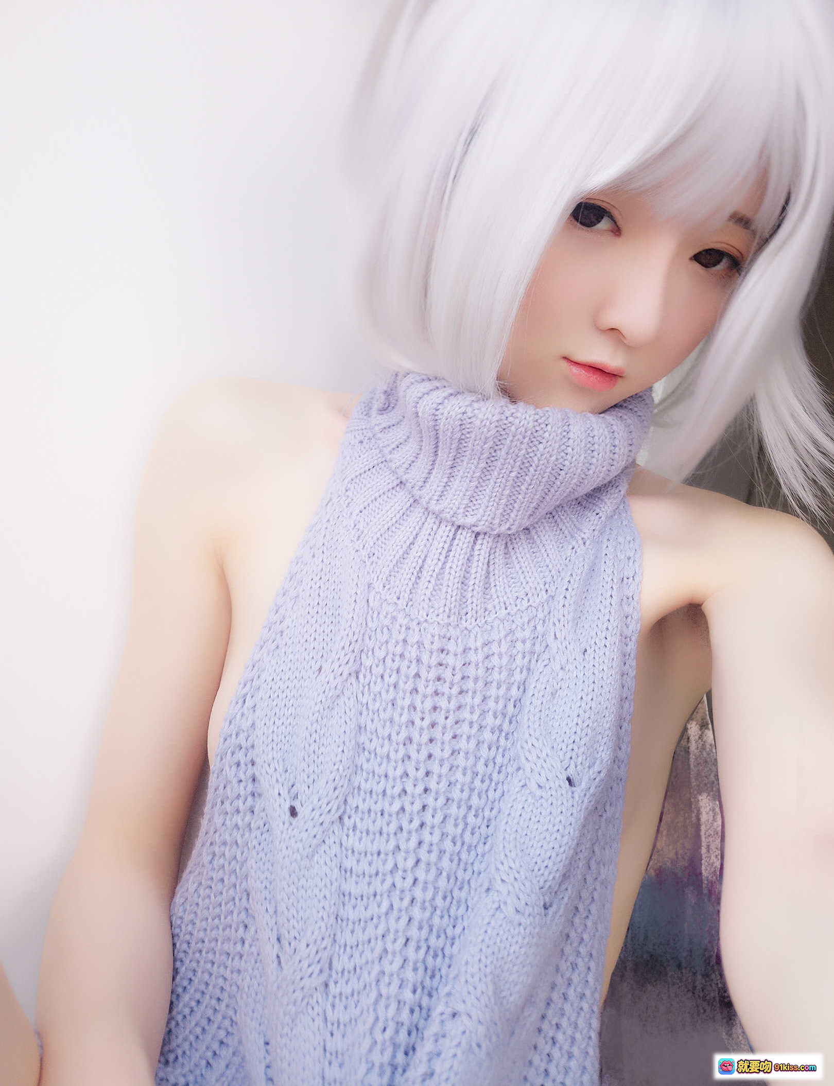 图片[3] - 一小央泽NO.026白发双马尾毛衣写真 19P高清美图 窗边坐姿温柔少女风 - 就要吻