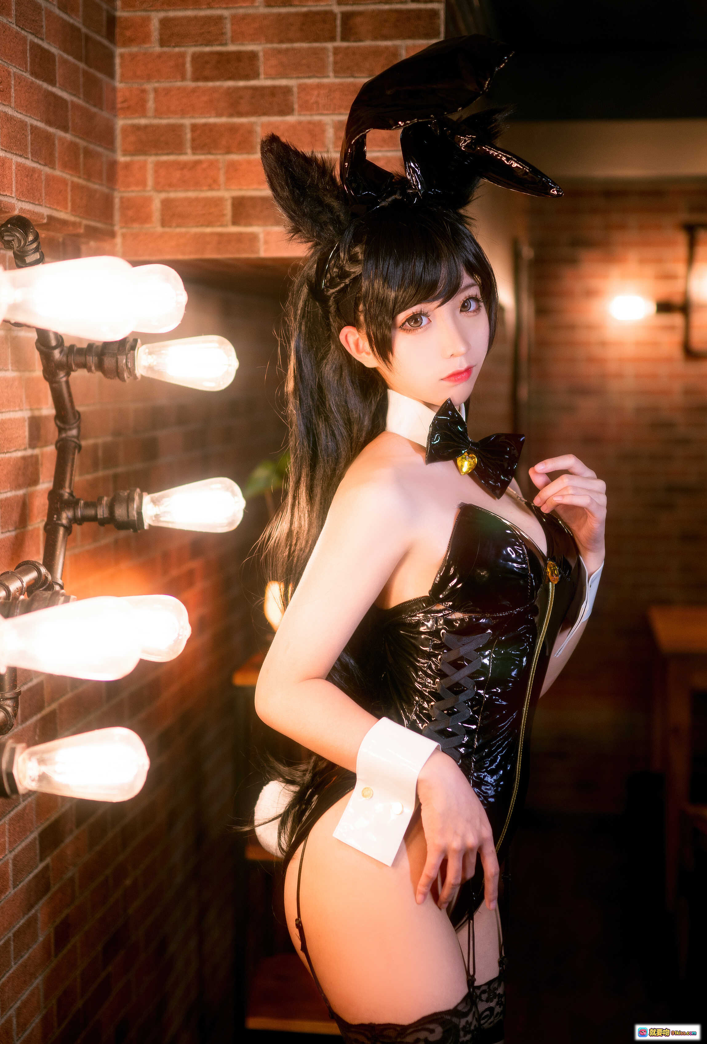 图片[3] - 蠢沫沫NO.007爱宕兔女郎写真 | 黑色蕾丝内衣+白色兔耳+制服袖扣 | 40P高清美图 - 就要吻