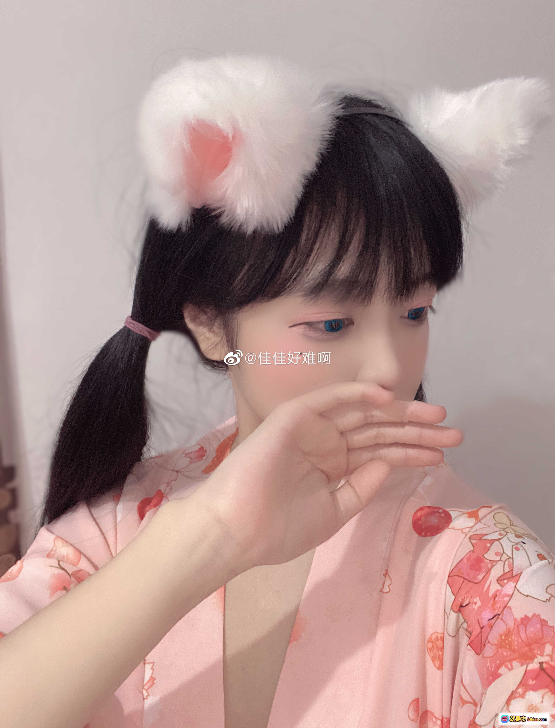 图片[5] - 佳佳好难啊VOL.17 粉色和风睡衣+白色过膝袜 少女居家写真 甜美可爱风 小狐狸主题 无视频纯图 - 就要吻