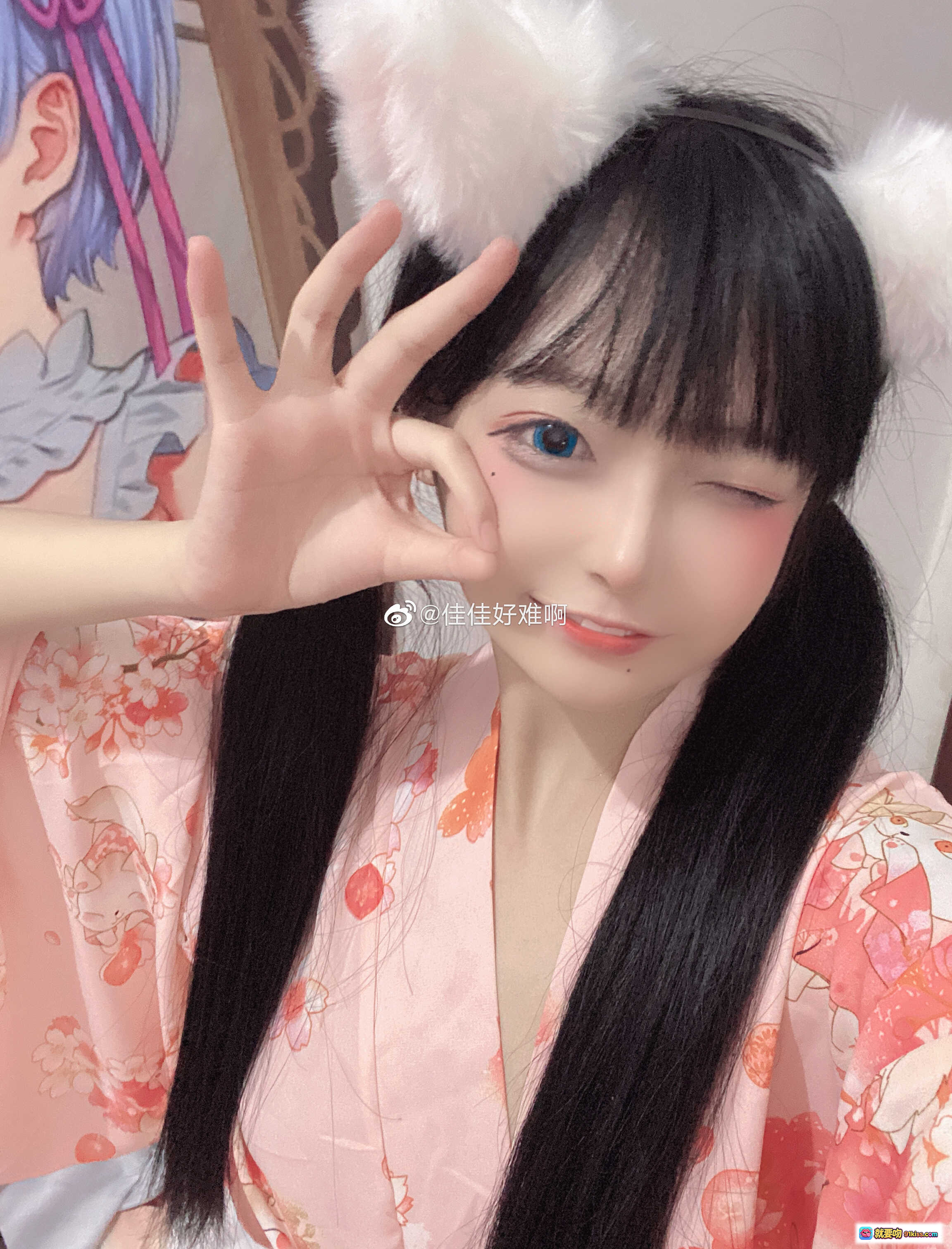 图片[7] - 佳佳好难啊VOL.17 粉色和风睡衣+白色过膝袜 少女居家写真 甜美可爱风 小狐狸主题 无视频纯图 - 就要吻